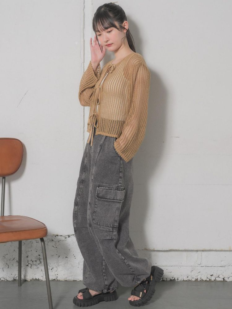 レトロガール RETRO GIRL リボンメッシュカーデ (GRN0) GRN0