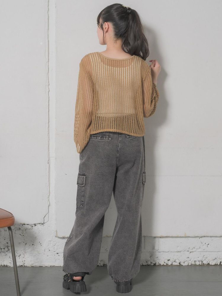 レトロガール RETRO GIRL リボンメッシュカーデ (GRN0) GRN0