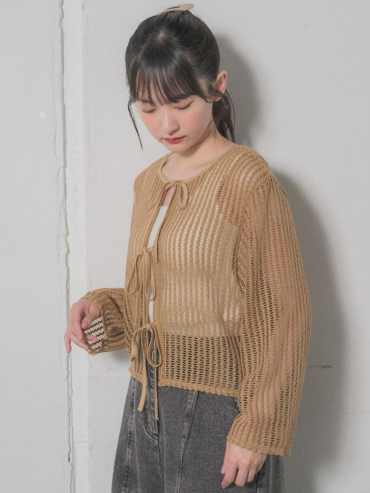 レトロガール RETRO GIRL リボンメッシュカーデ (GRN0) GRN0