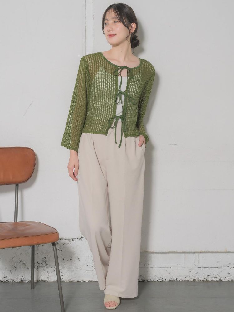 レトロガール RETRO GIRL リボンメッシュカーデ (GRN0) GRN0