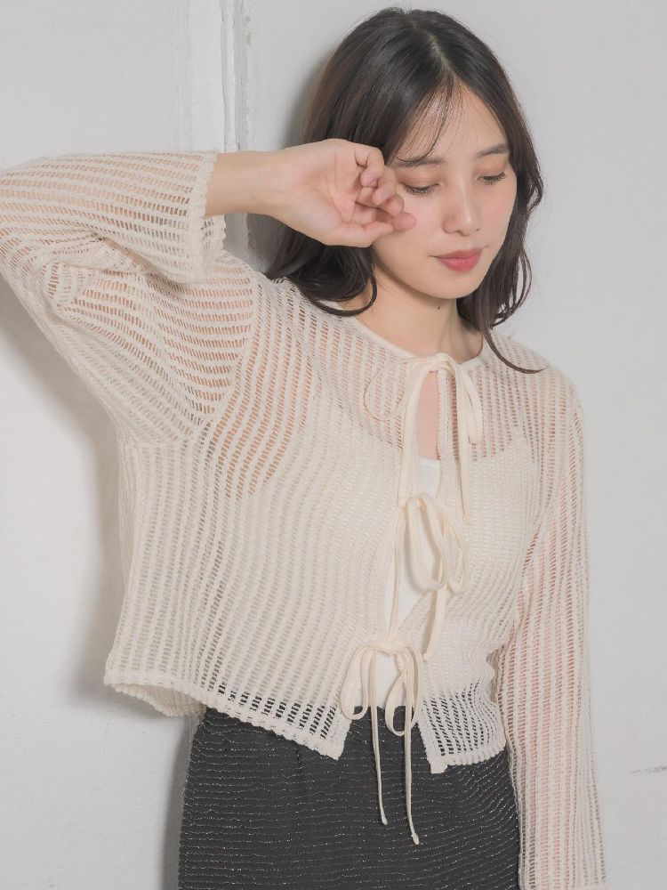 レトロガール RETRO GIRL リボンメッシュカーデ (WHT4) WHT4