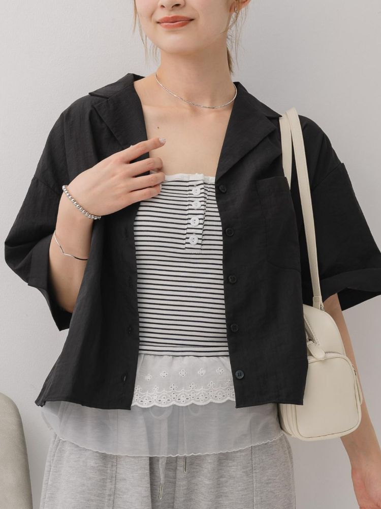 レトロガール RETRO GIRL 開襟ショートSH (BLK1) BLK1