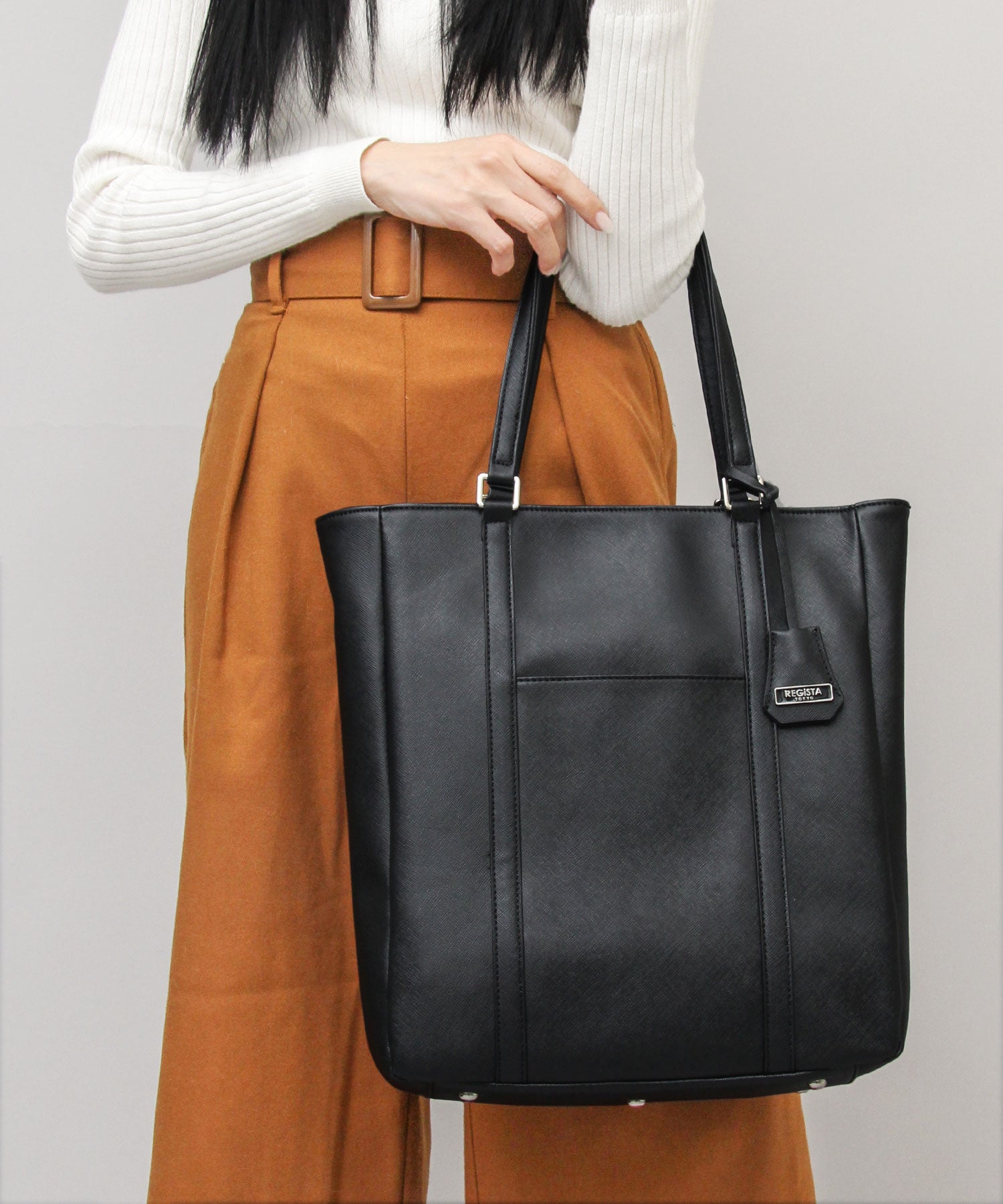REGiSTA Tote Bag Vertical Type Cow Split Leather Business Tote Leather Tote