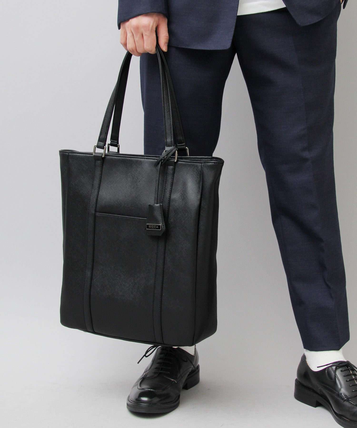 REGiSTA Tote Bag Vertical Type Cow Split Leather Business Tote Leather Tote
