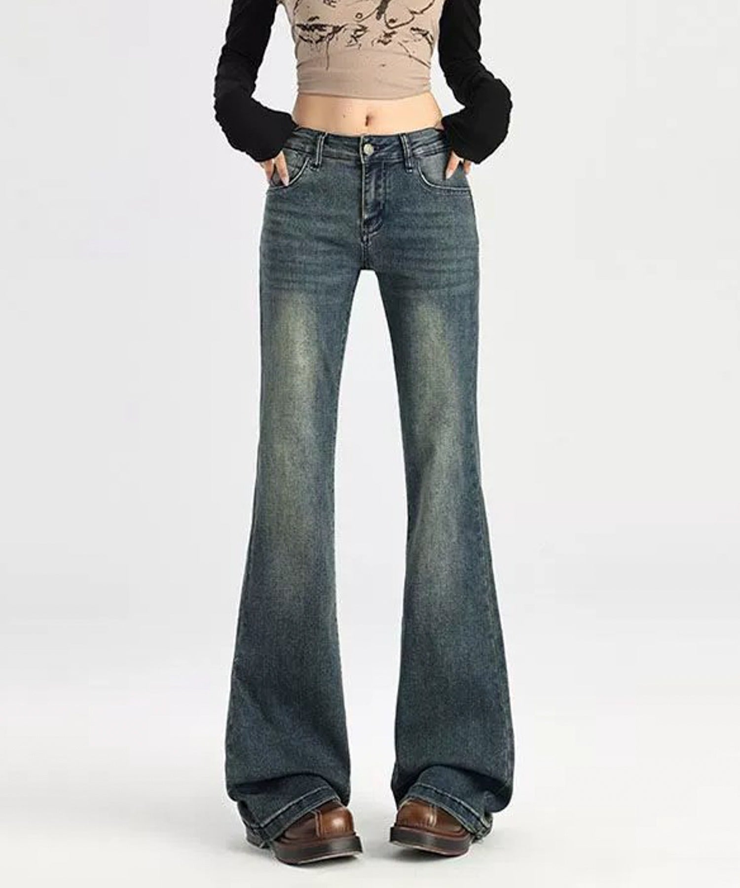 エーアールエムジー ar/mg 【Lilamusant(リラミュゾン)】ヴィンテージライクフレアデニムパンツ Y2K 韓国ストリート (-S) -S