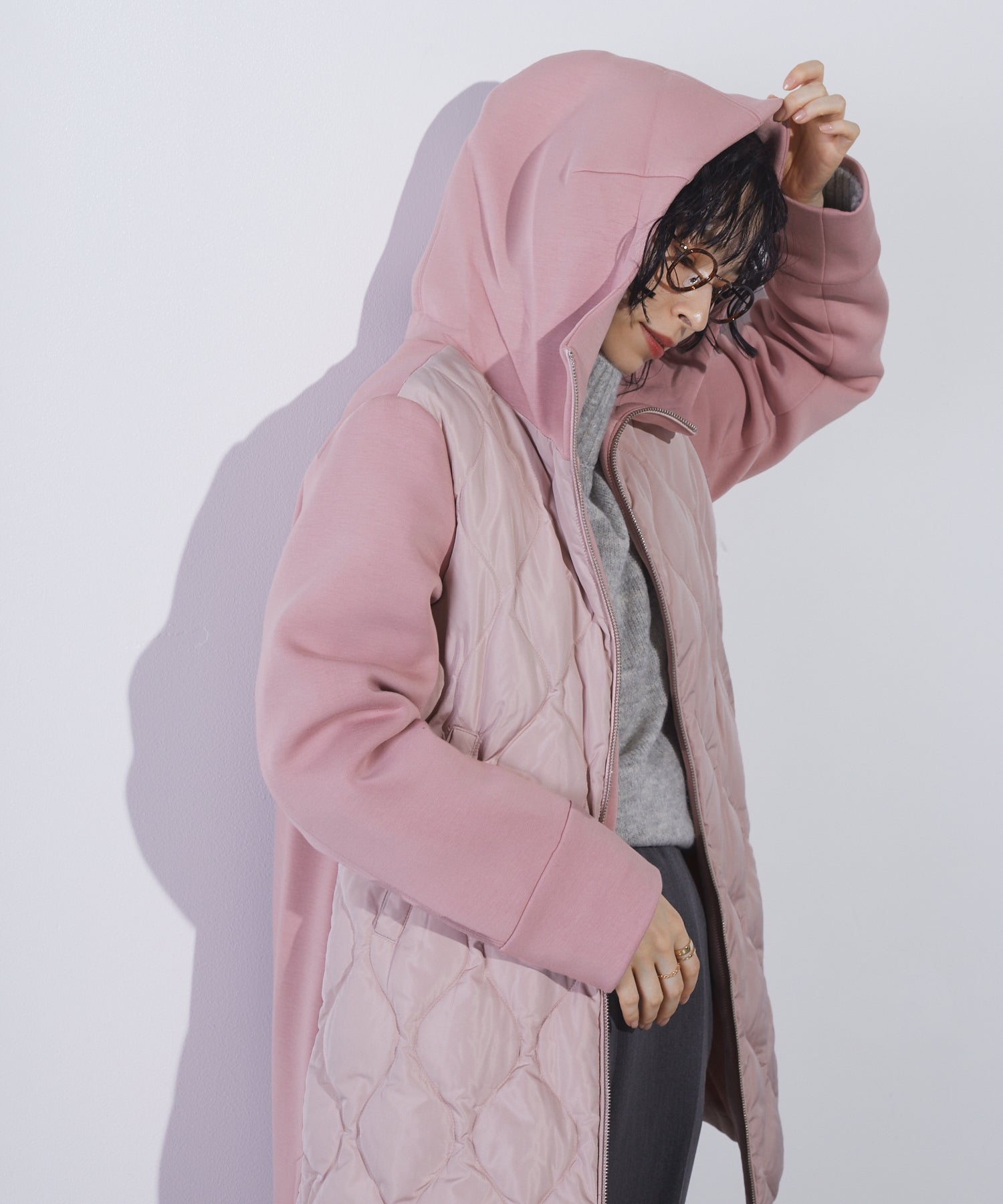 リアマッサ Riamasa ダンボールニットダウンコート (ピンク) ピンク