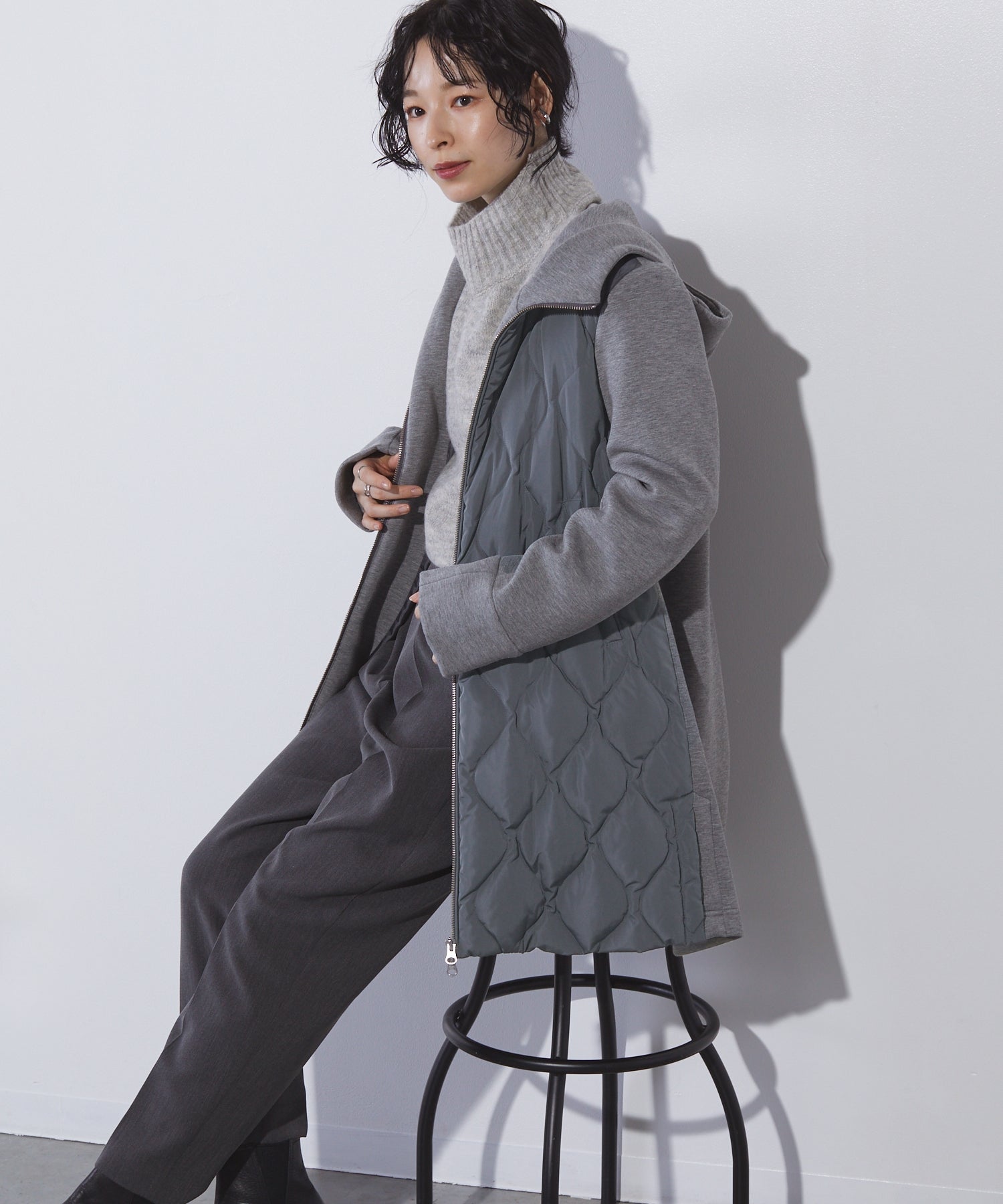 リアマッサ Riamasa ダンボールニットダウンコート (グレー) グレー