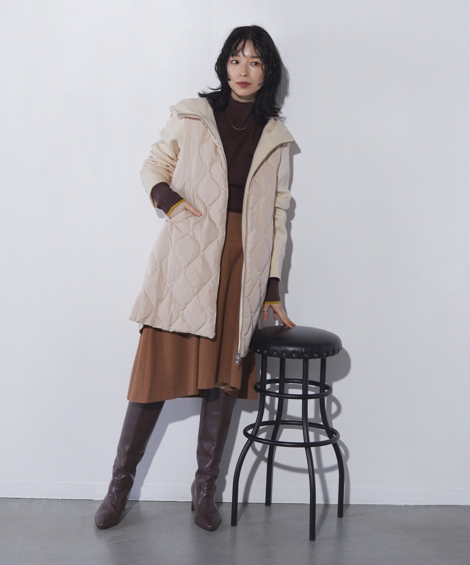 リアマッサ Riamasa ダンボールニットダウンコート (ベージュ) ベージュ