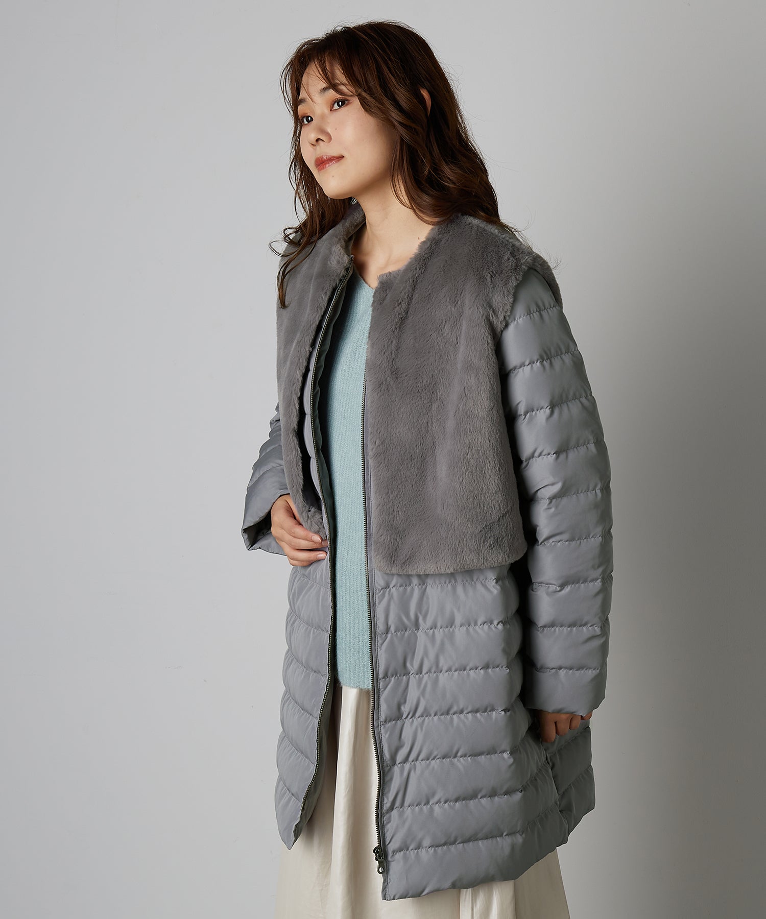 リアマッサ Riamasa エコファーベストポリコート (グレー) グレー