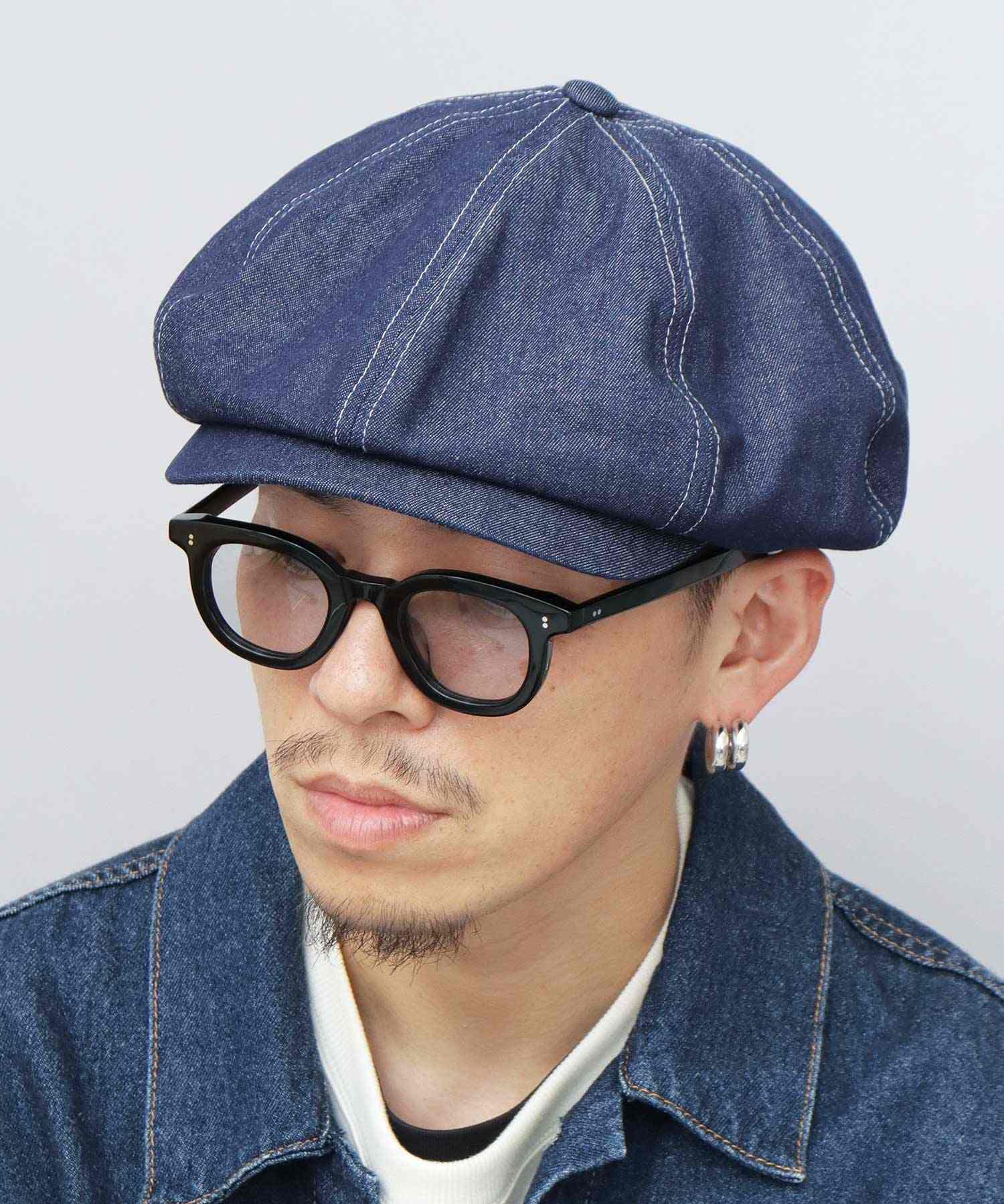 クォーターギャラリー QUARTER GALLERY キャスケット 帽子 キャスハンチング ハンチング デニム コーデュロイ 無地 ニュースボーイキャップ,ネイビー(デニム)