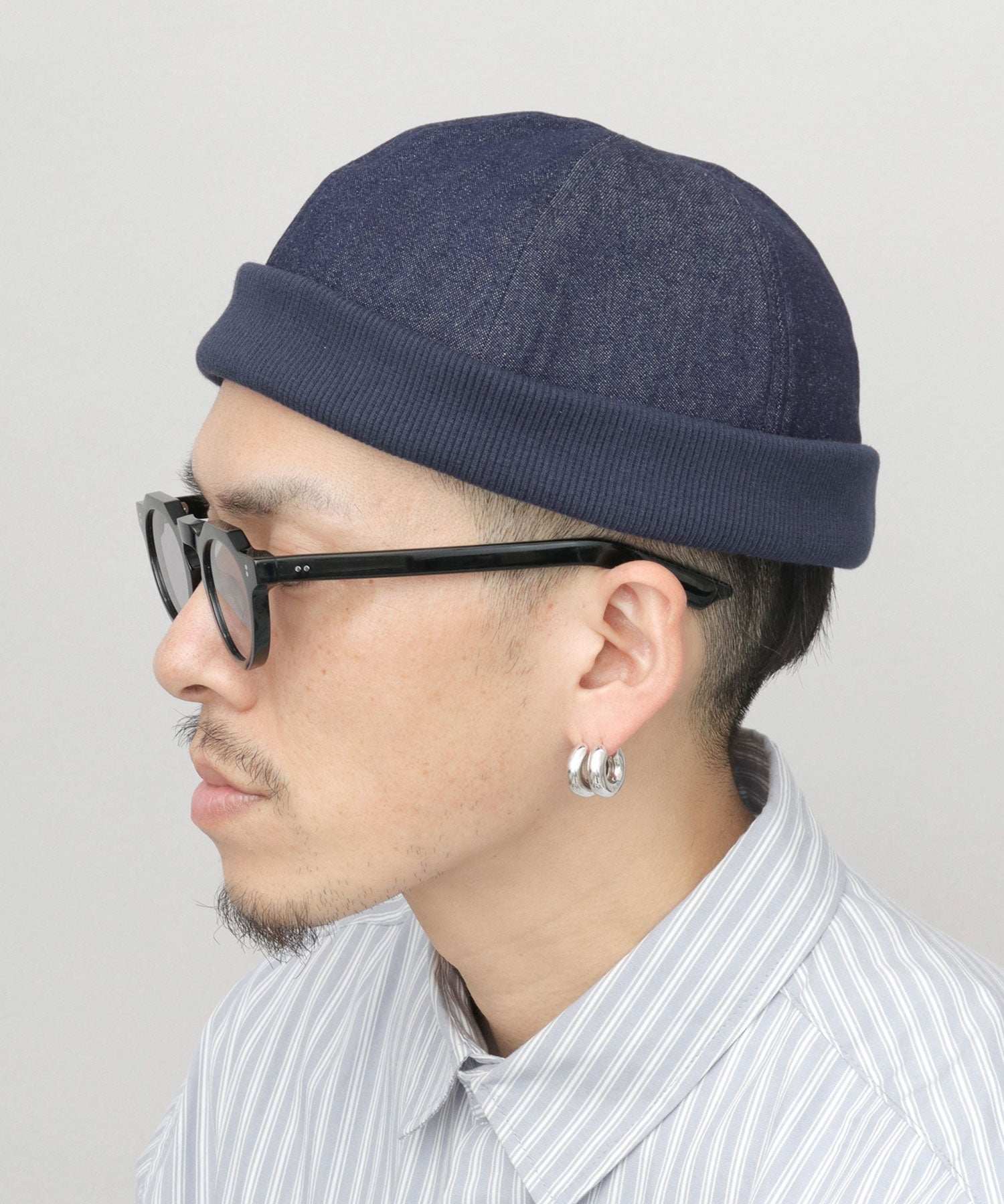 クォーターギャラリー QUARTER GALLERY ロールキャップ 帽子 キャップ フィッシャーマンキャップ つば無し ワッチキャップ 無地 丸い 深め (ネイビー-A) ネイビー-A