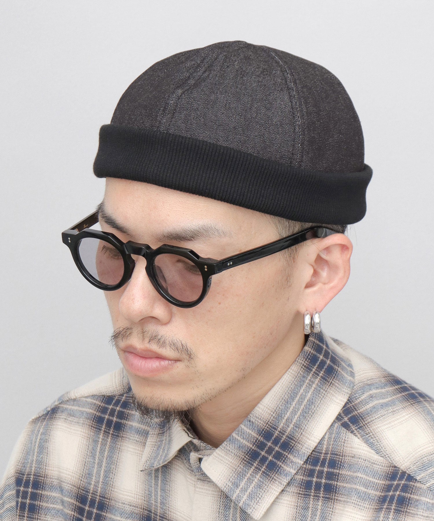 クォーターギャラリー QUARTER GALLERY ロールキャップ 帽子 キャップ フィッシャーマンキャップ つば無し ワッチキャップ 無地 丸い 深め (ブラック-A) ブラック-A