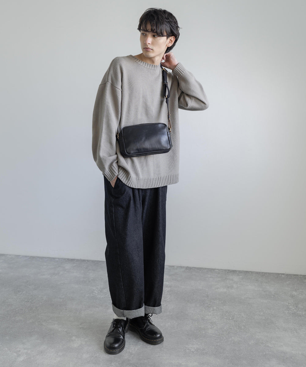 ロッキーモンロー Rocky Monroe ショルダーバッグ メンズ 本革 ヌメ革 栃木レザー HORWEEN 斜めがけ 鞄 ミニ ボディバッグ 2WAY ポーチ クラッチ ワンショルダー スクエア 軽量