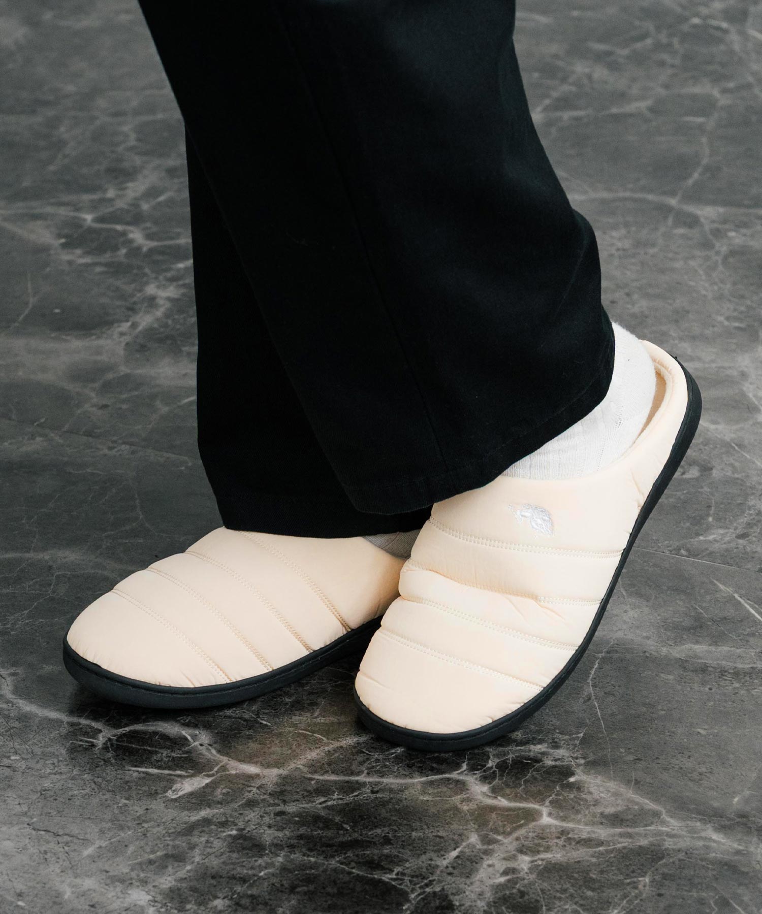 ロッキーモンロー Rocky Monroe モックシューズ スリッパ  靴 メンズ レディース バブーシュ ルームシューズ スリッポン 別注 オリジナル U.S. POLO ASSN. 14948 (ライトベージュ(ナイロンライク)) ライトベージュ(ナイロンライク)