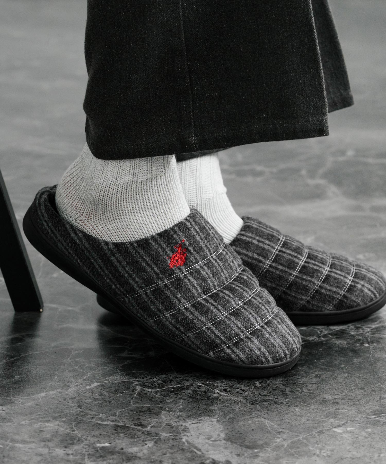 ロッキーモンロー Rocky Monroe モックシューズ スリッパ 靴 メンズ レディース バブーシュ ルームシューズ スリッポン 別注 オリジナル U.S. POLO ASSN. 14948 (ライトベージュ(ナイロンライク)) ライトベージュ(ナイロンライク)