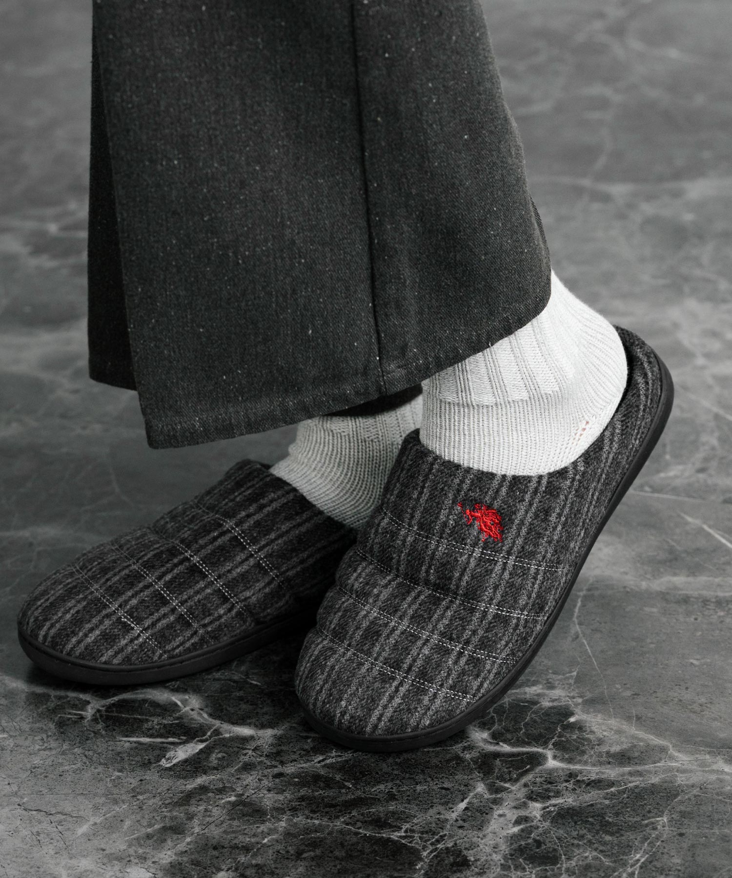 ロッキーモンロー Rocky Monroe モックシューズ スリッパ 靴 メンズ レディース バブーシュ ルームシューズ スリッポン 別注 オリジナル U.S. POLO ASSN. 14948 (ライトベージュ(ナイロンライク)) ライトベージュ(ナイロンライク)