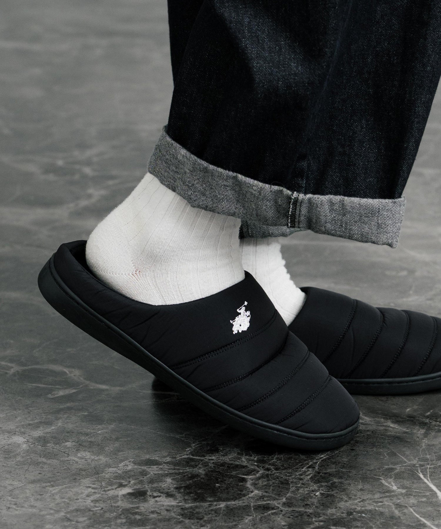 ロッキーモンロー Rocky Monroe モックシューズ スリッパ 靴 メンズ レディース バブーシュ ルームシューズ スリッポン 別注 オリジナル U.S. POLO ASSN. 14948 (ライトベージュ(ナイロンライク)) ライトベージュ(ナイロンライク)