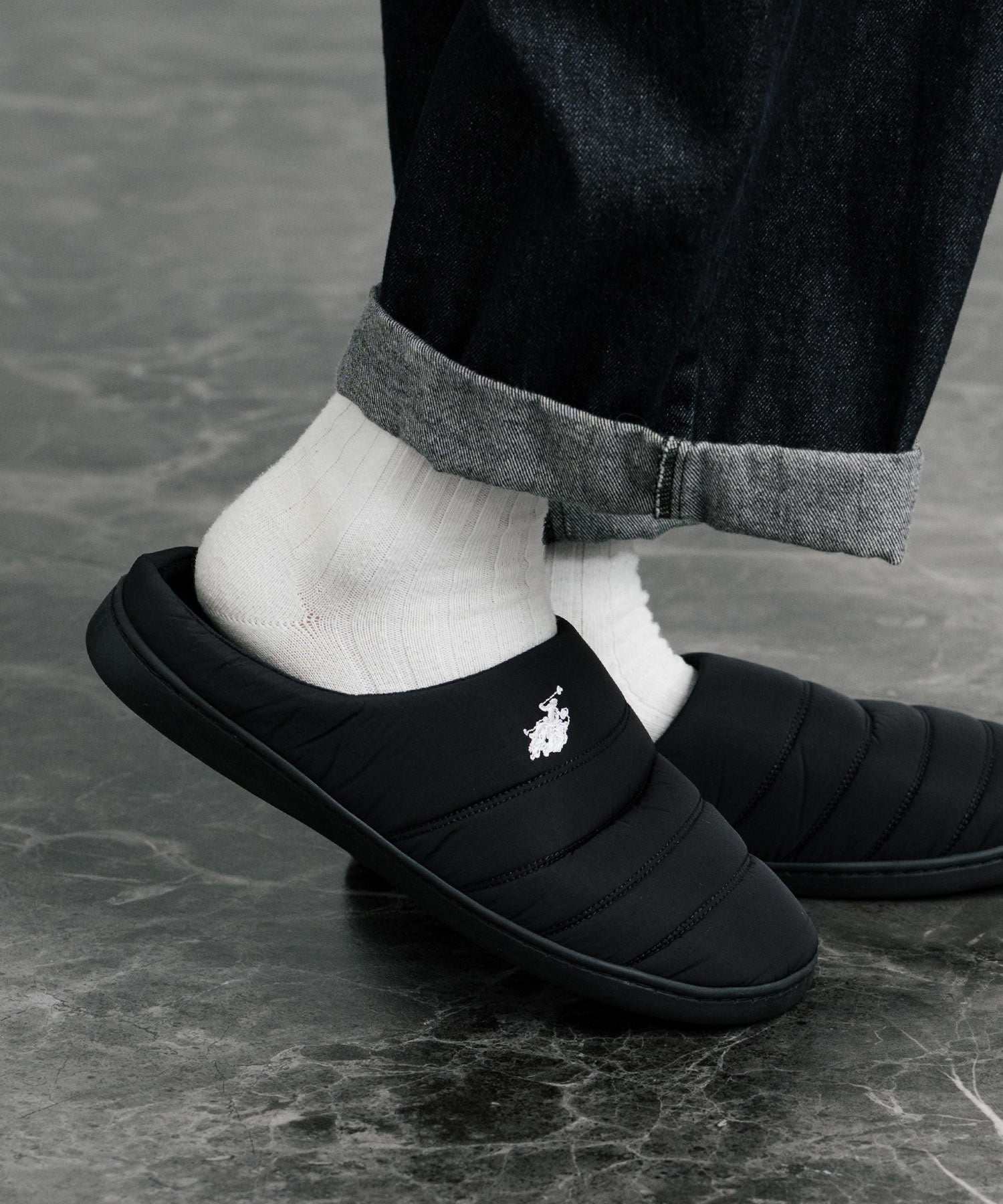 ロッキーモンロー Rocky Monroe モックシューズ スリッパ 靴 メンズ レディース バブーシュ ルームシューズ スリッポン 別注 オリジナル U.S. POLO ASSN. 14948 (ライトベージュ(ナイロンライク)) ライトベージュ(ナイロンライク)