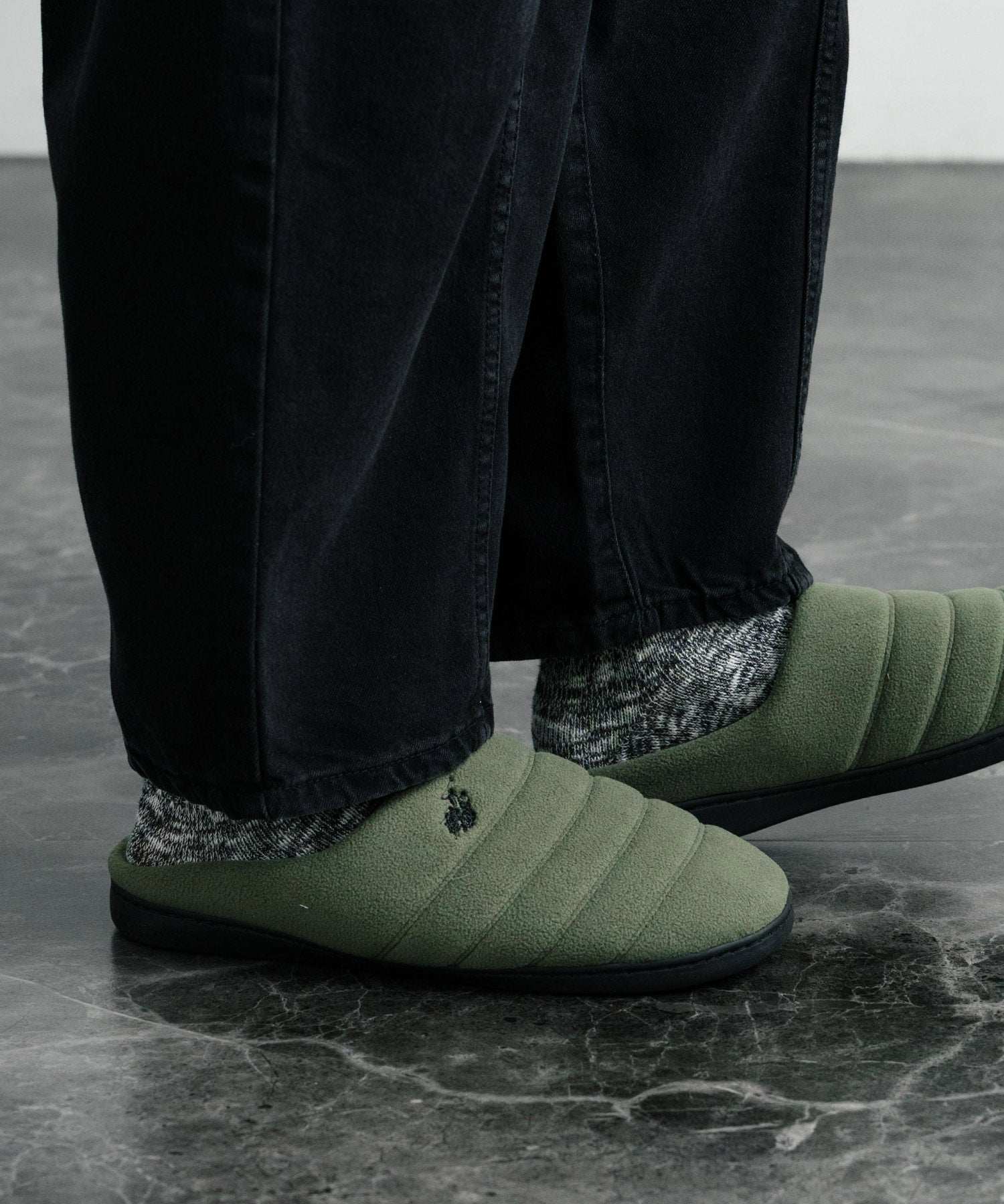 ロッキーモンロー Rocky Monroe モックシューズ スリッパ 靴 メンズ レディース バブーシュ ルームシューズ スリッポン 別注 オリジナル U.S. POLO ASSN. 14948 (グリーン(フリース)) グリーン(フリース)