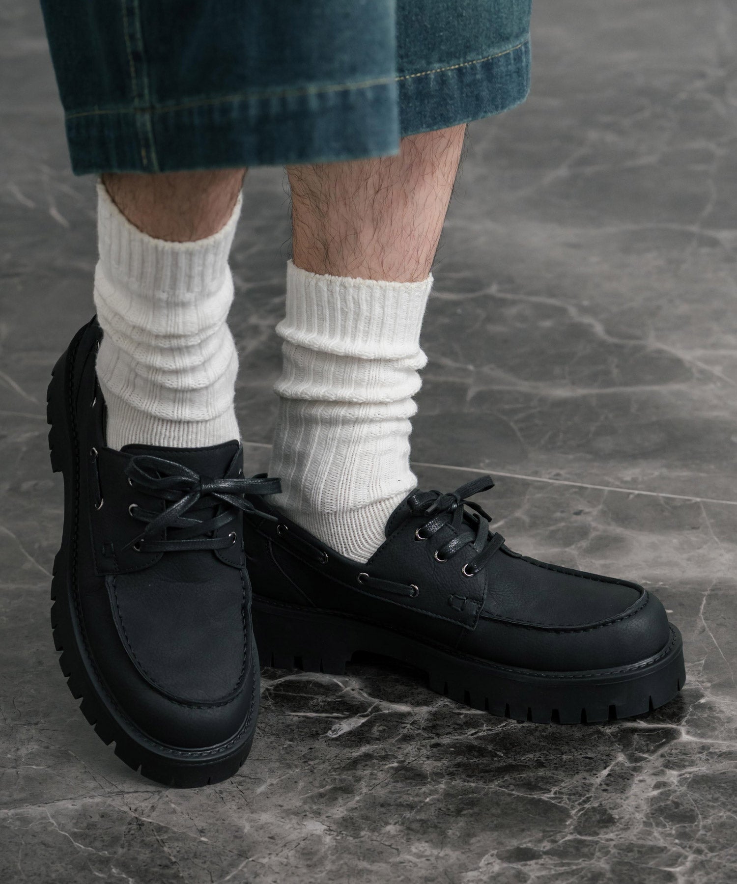 ロッキーモンロー Rocky Monroe ボートシューズ デッキシューズ モカシン フェイクレザー 合成皮革 メンズ レディース 靴 ボリュームソール 厚底 シンプル おしゃれ カジュアル 15291 (ブラウン) ブラウン