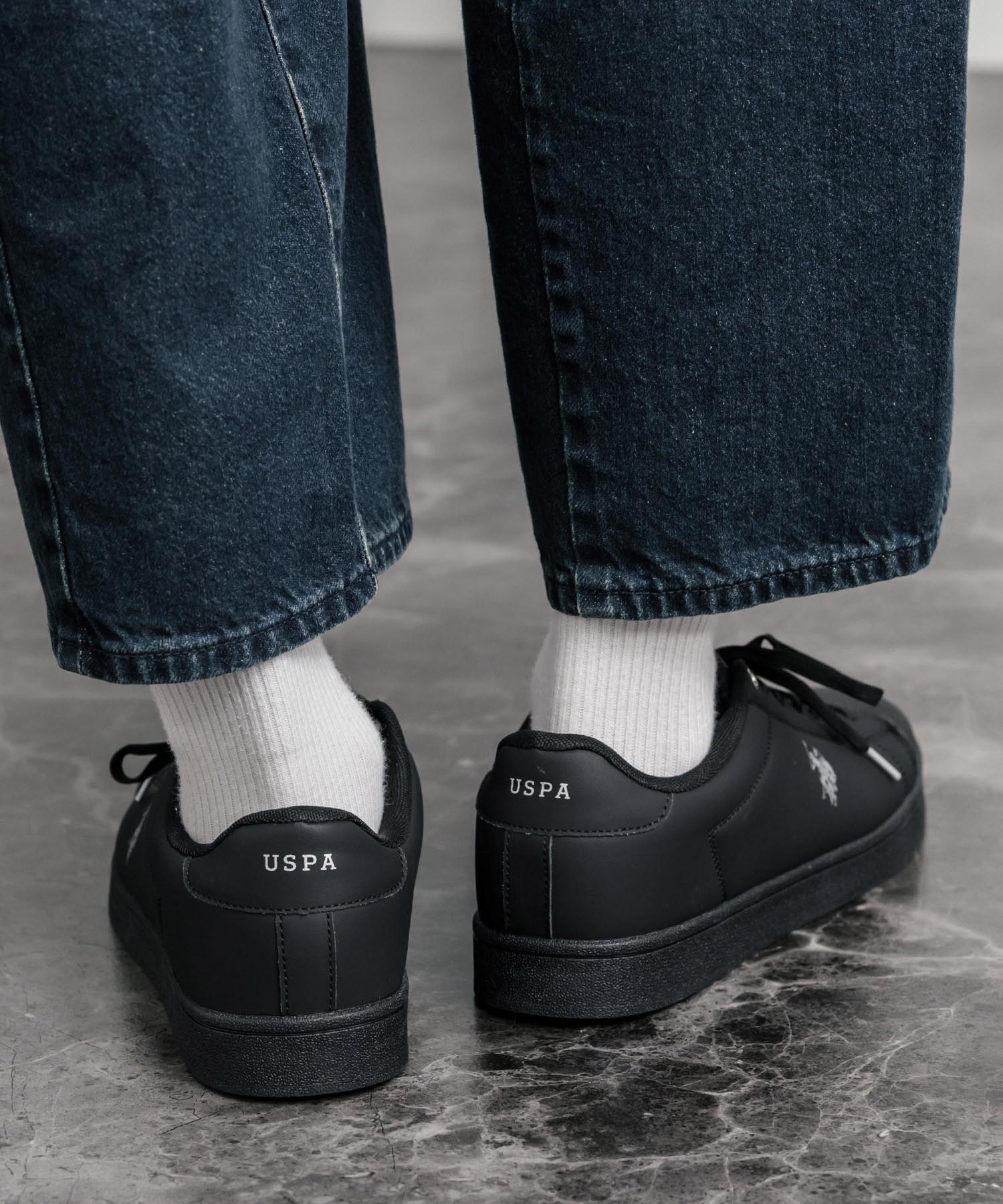 ロッキーモンロー Rocky Monroe スニーカー 紐靴 ロゴ メンズ レディース ローカット フェイクレザー PU 合成皮革 U.S. POLO ASSN. ユーエスポロアッスン 15640 (ブラック×シルバー) ブラック×シルバー