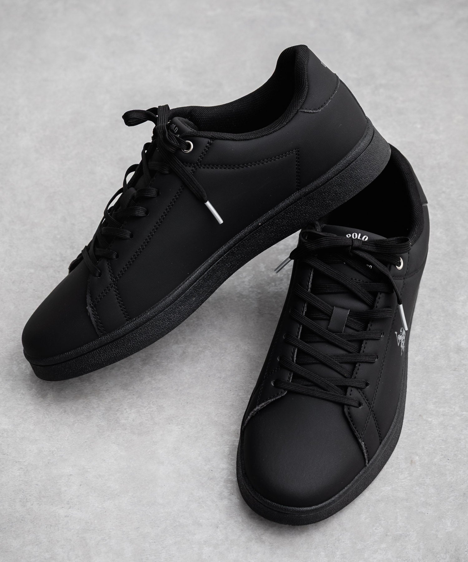 ロッキーモンロー Rocky Monroe スニーカー 紐靴 ロゴ メンズ レディース ローカット フェイクレザー PU 合成皮革 U.S. POLO ASSN. ユーエスポロアッスン 15640 (ブラック×シルバー) ブラック×シルバー