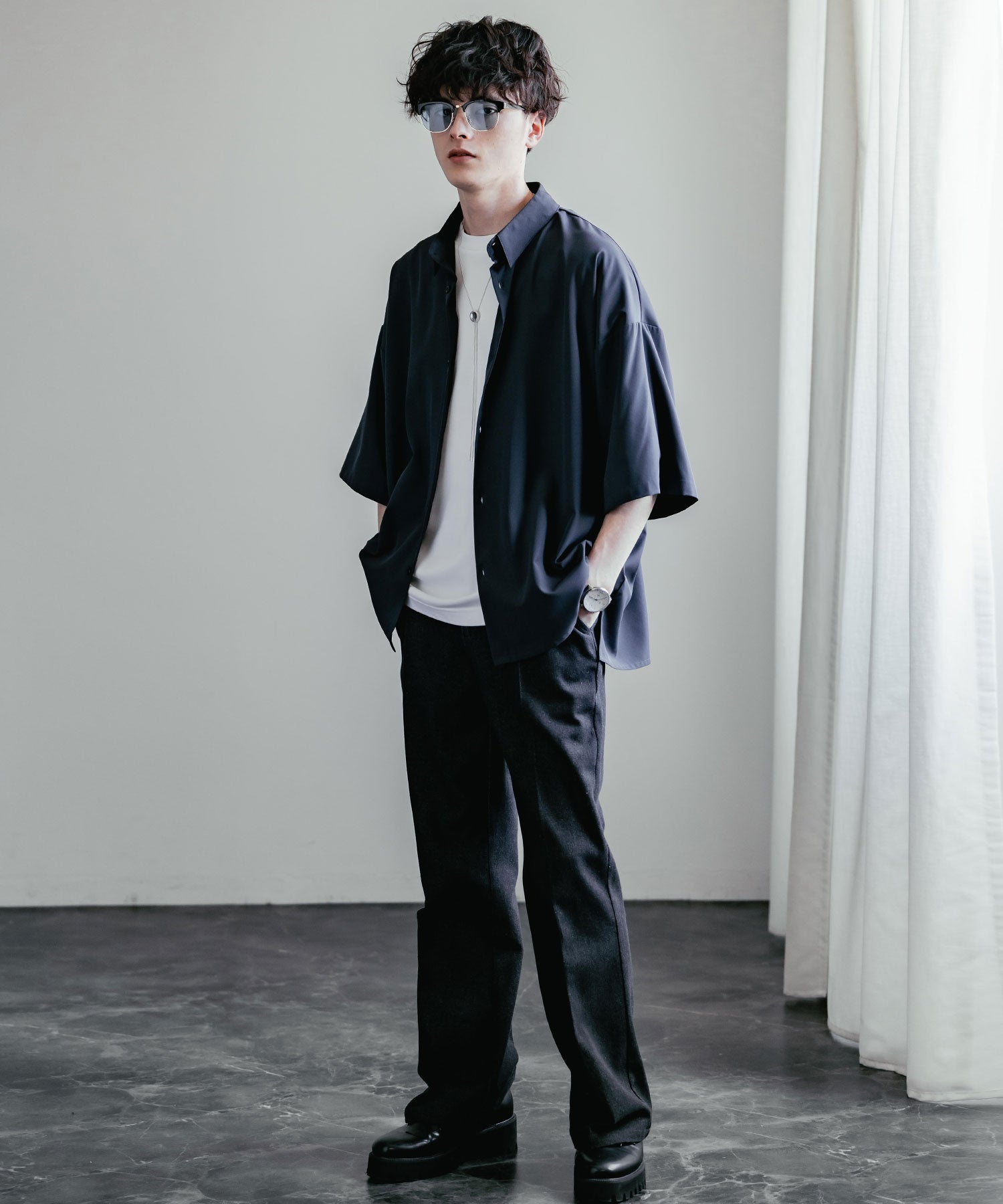 ロッキーモンロー Rocky Monroe サングラス カラーレンズ メンズ 伊達メガネ ウェリントン スクエア サーモント ハーフリム UVカット 紫外線対策 アイウェア 巾着ケース付き 14466 (A4.ブラックゴールド×クリア) A4.ブラックゴールド×クリア