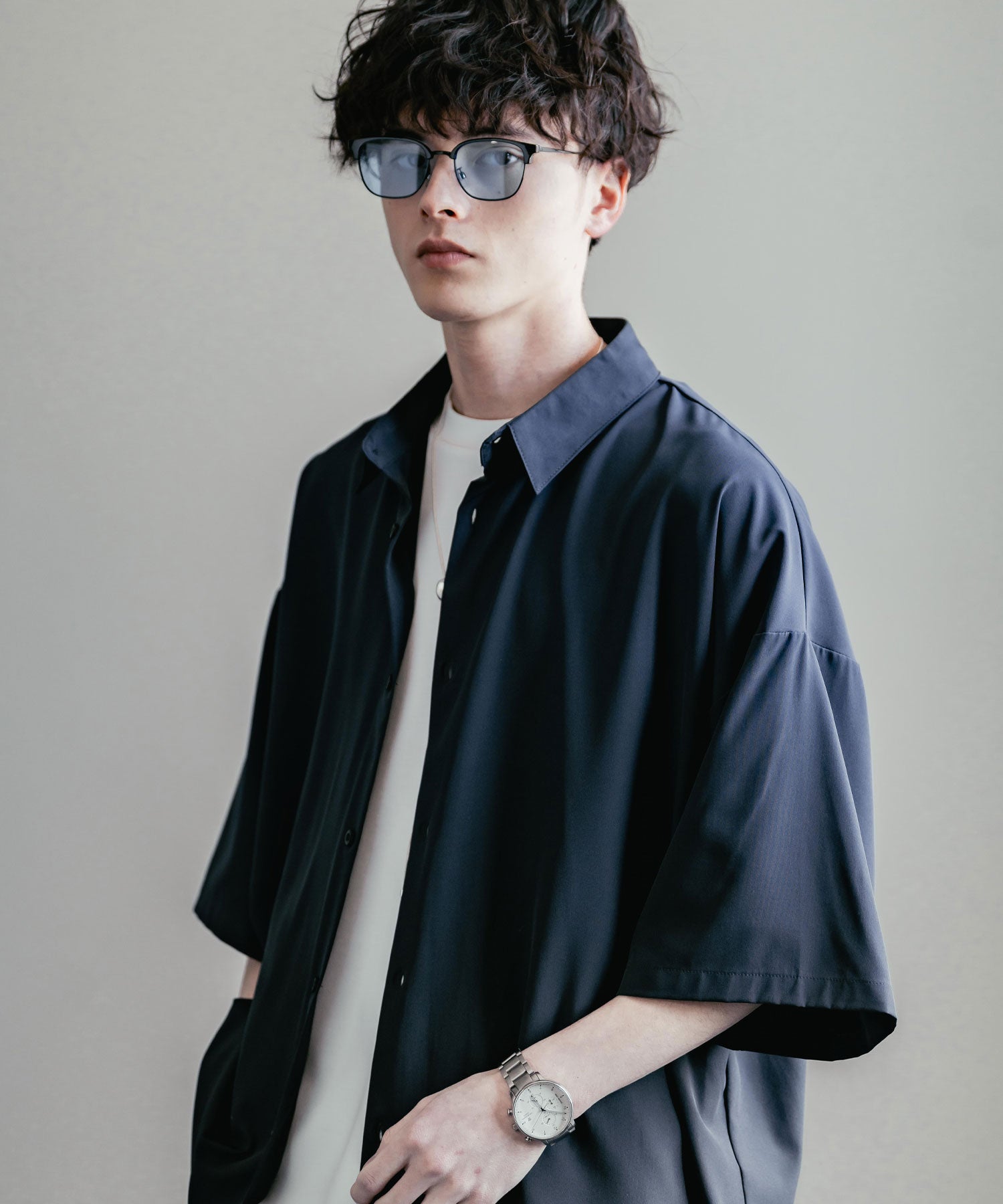 ロッキーモンロー Rocky Monroe サングラス カラーレンズ メンズ 伊達メガネ ウェリントン スクエア サーモント ハーフリム UVカット 紫外線対策 アイウェア 巾着ケース付き 14466 (A4.ブラックゴールド×クリア) A4.ブラックゴールド×クリア