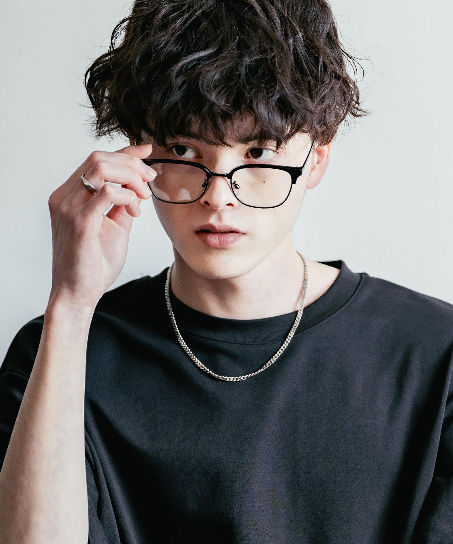 ロッキーモンロー Rocky Monroe サングラス カラーレンズ メンズ 伊達メガネ ウェリントン スクエア サーモント ハーフリム UVカット 紫外線対策 アイウェア 巾着ケース付き 14466 (B4.ブラック×クリア) B4.ブラック×クリア