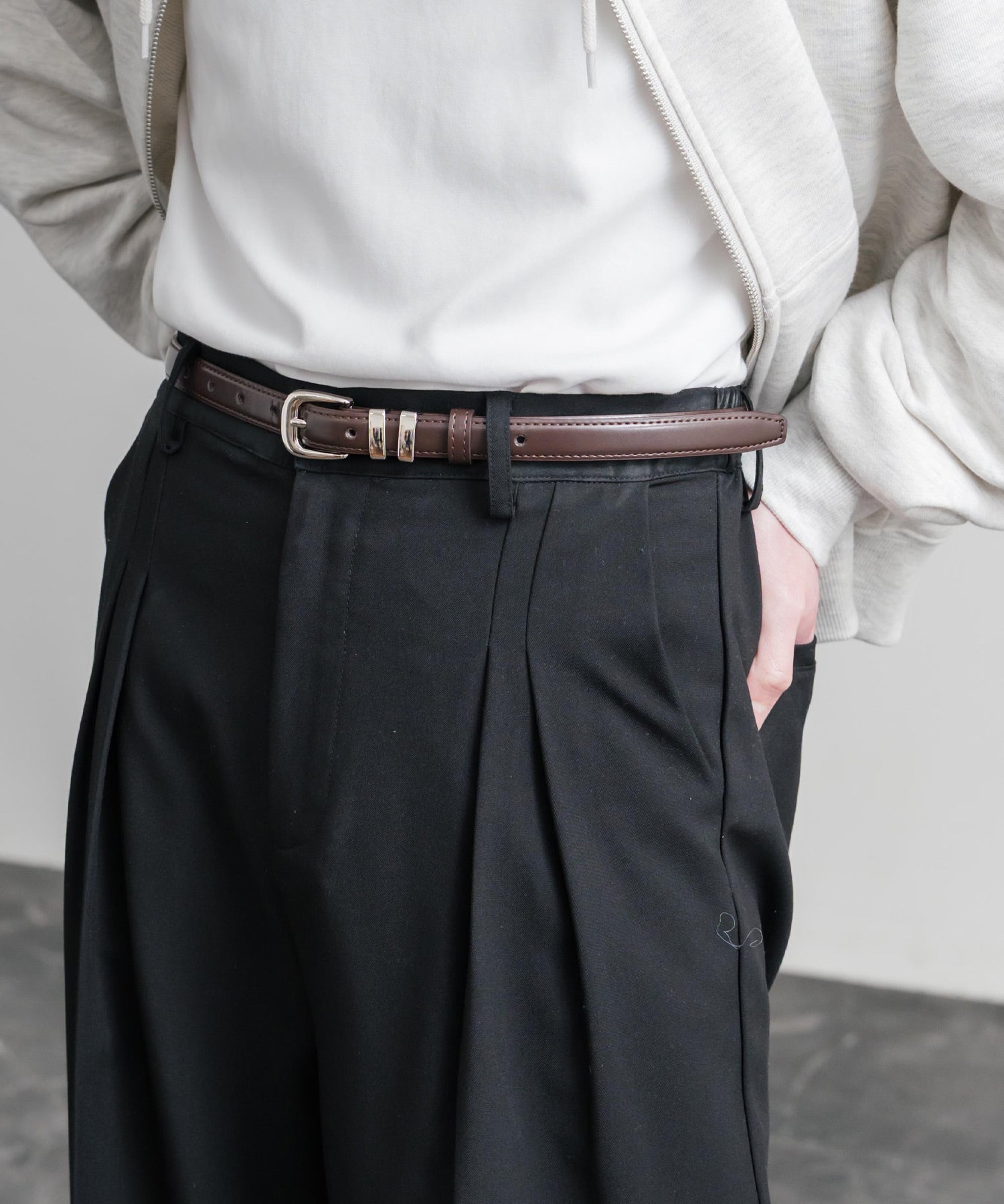 ロッキーモンロー Rocky Monroe レザーベルト スクエアバックル 本革 メンズ レディース サークル カジュアル アメカジ シンプル ビジネス 韓国 モード おしゃれ プレゼント 15728 (ブラウン) ブラウン