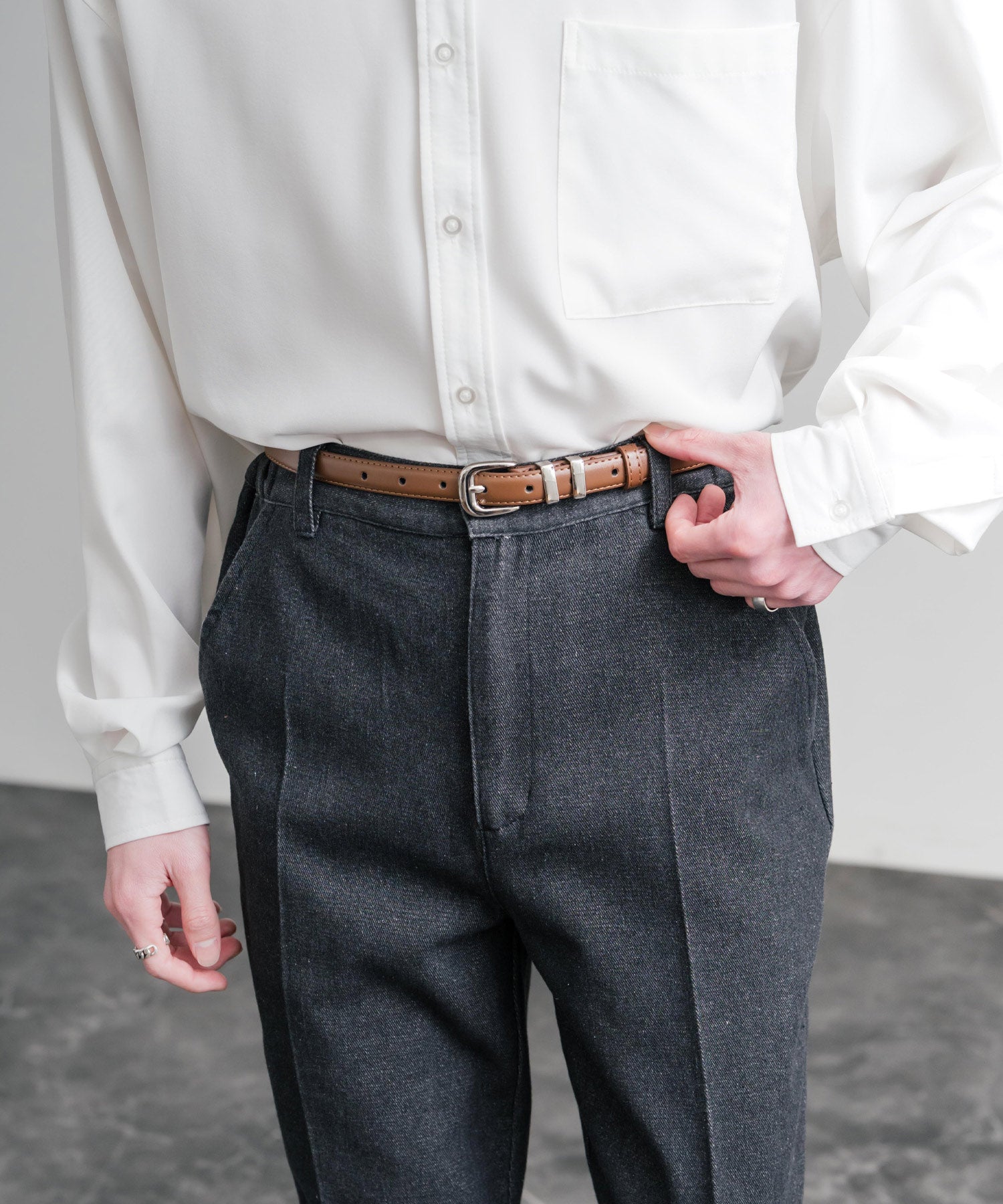 ロッキーモンロー Rocky Monroe レザーベルト スクエアバックル 本革 メンズ レディース サークル カジュアル アメカジ シンプル ビジネス 韓国 モード おしゃれ プレゼント 15728 (ブラウン) ブラウン