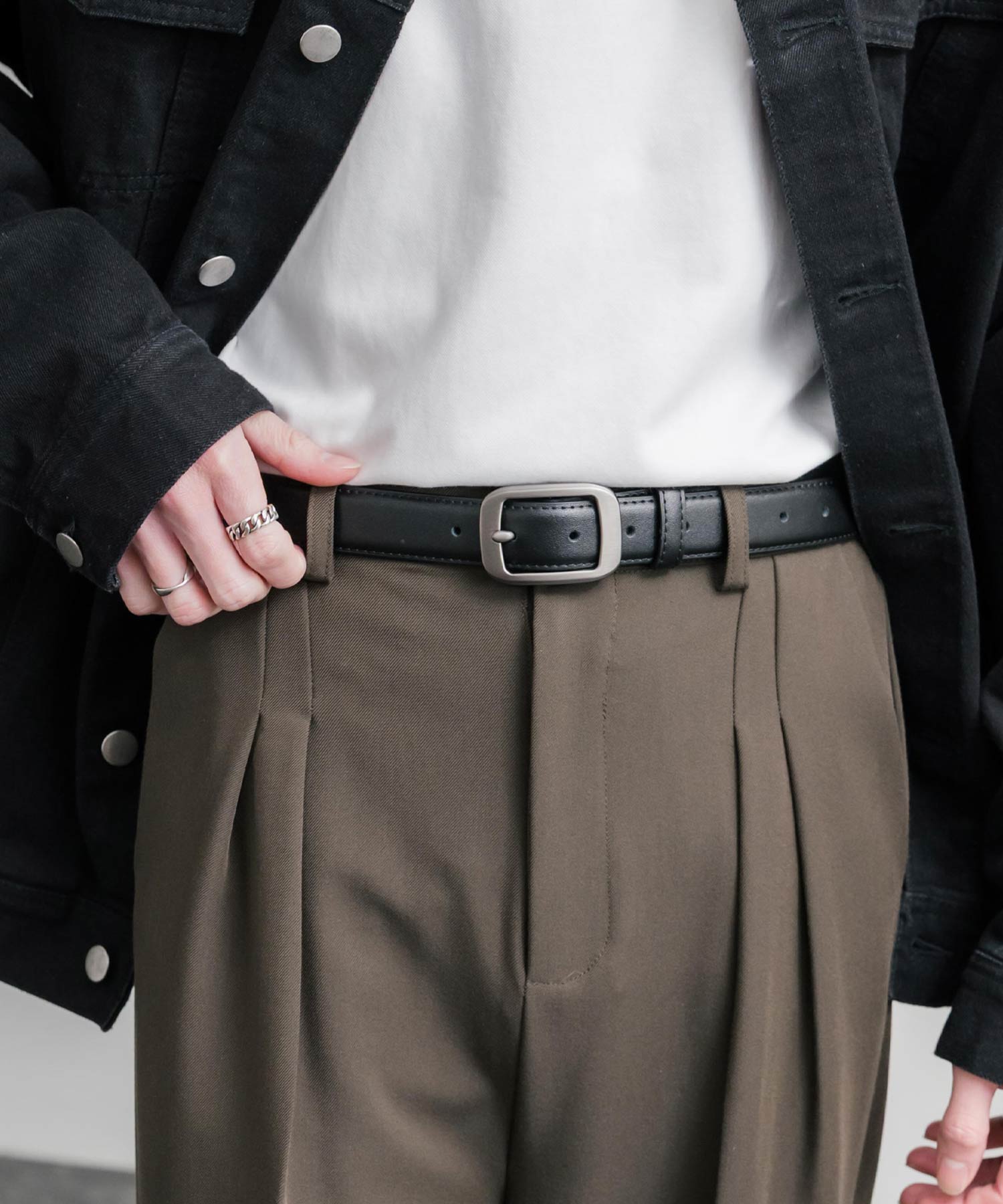 ロッキーモンロー Rocky Monroe レザーベルト スクエアバックル 本革 メンズ レディース マット カジュアル アメカジ シンプル ビジネス 韓国 モード おしゃれ ギフト 15730 (ブラック) ブラック