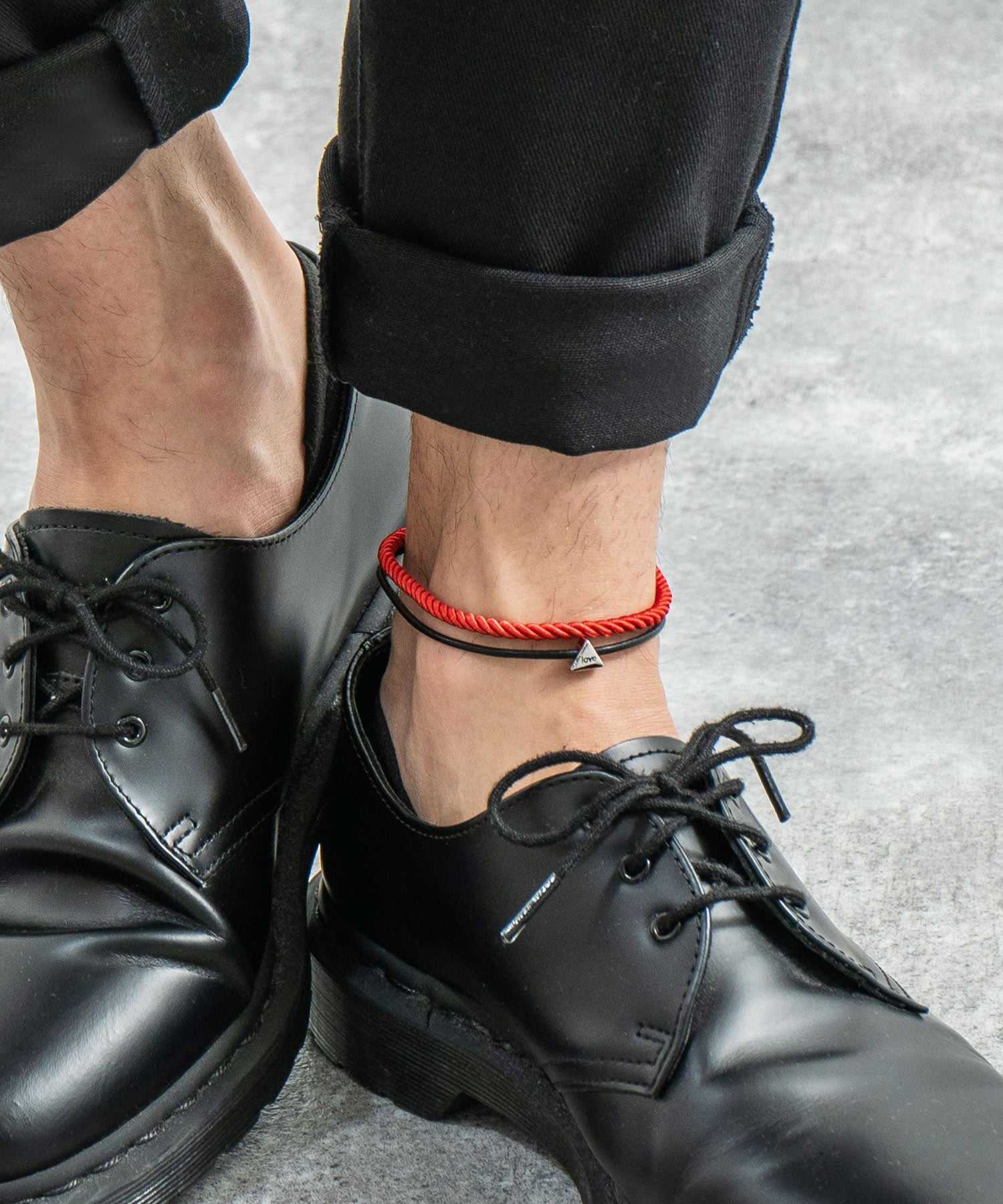 ロッキーモンロー Rocky Monroe アンクレット ブレスレット メンズ レディース つけっぱなし 2連 シルバー PU フェイクレザー チャーム カラーコード ペア シンプル 英字 9571