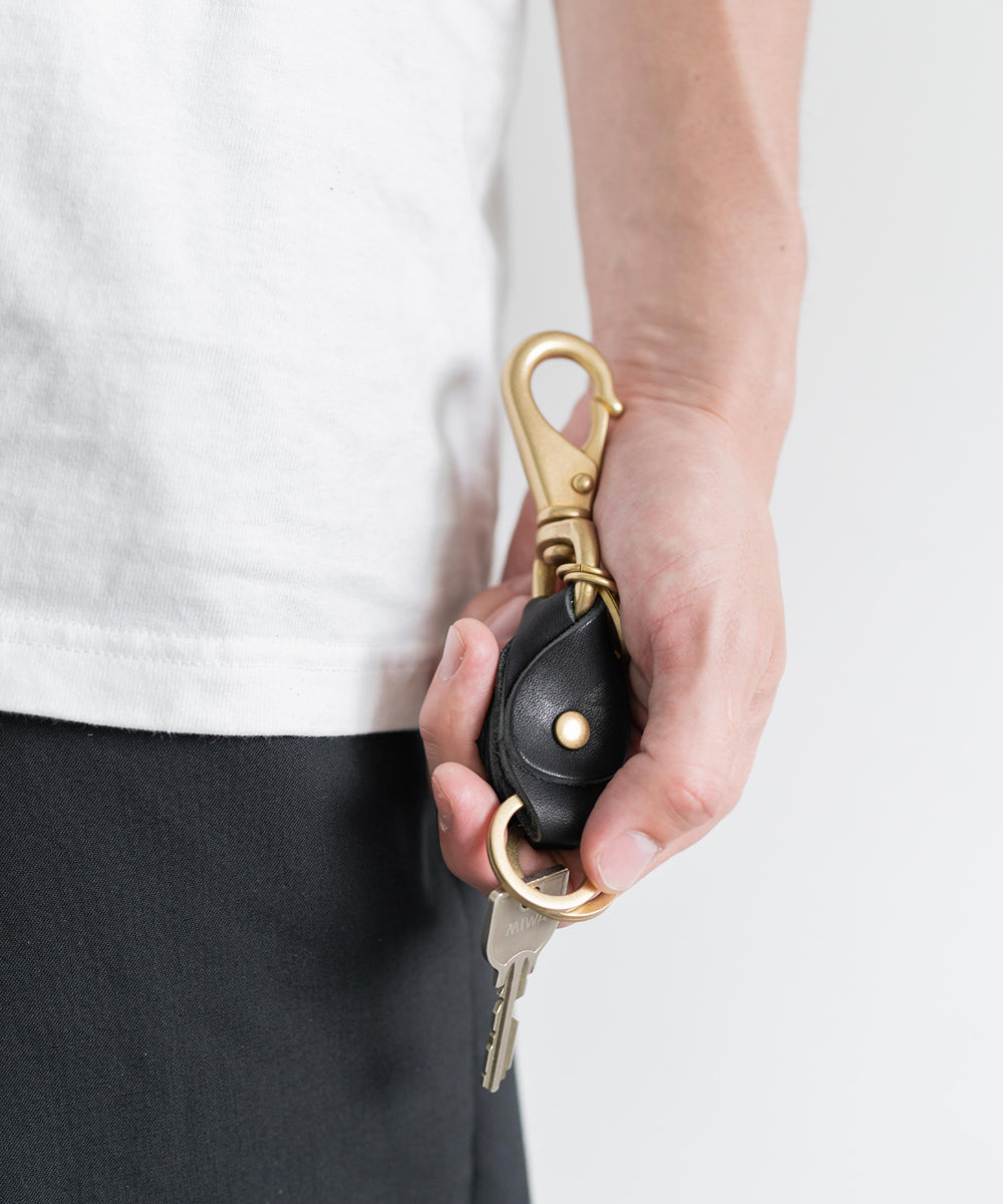 Rocky Monroe Keychain Double Ring brass Brass Men's Genuine Leather Cowhide Tochigi Leather Key Ring Key Charm Key Chain Nascaan 3-Chain Belt Loop Leather Goods Keys