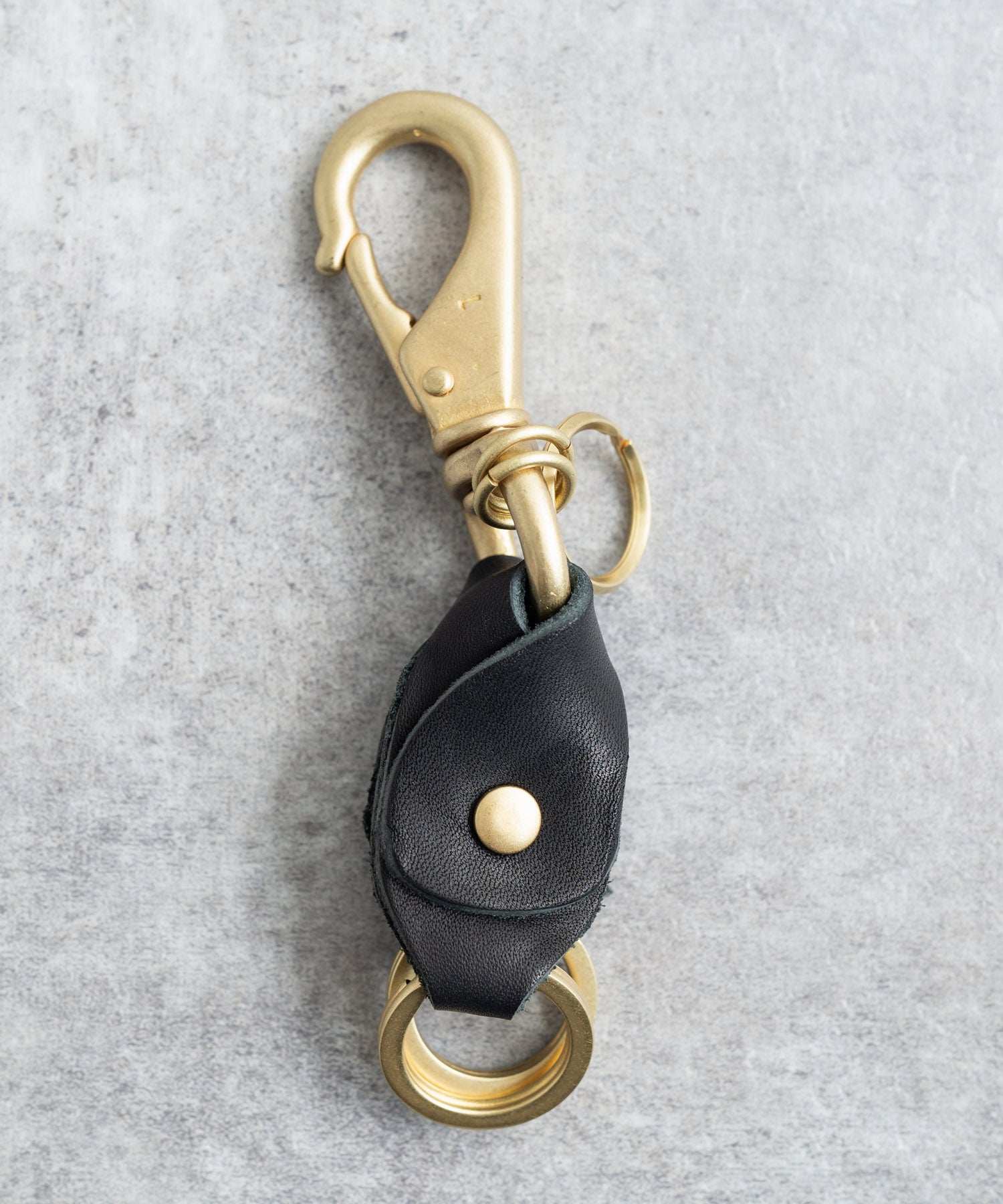 Rocky Monroe Keychain Double Ring brass Brass Men's Genuine Leather Cowhide Tochigi Leather Key Ring Key Charm Key Chain Nascaan 3-Chain Belt Loop Leather Goods Keys