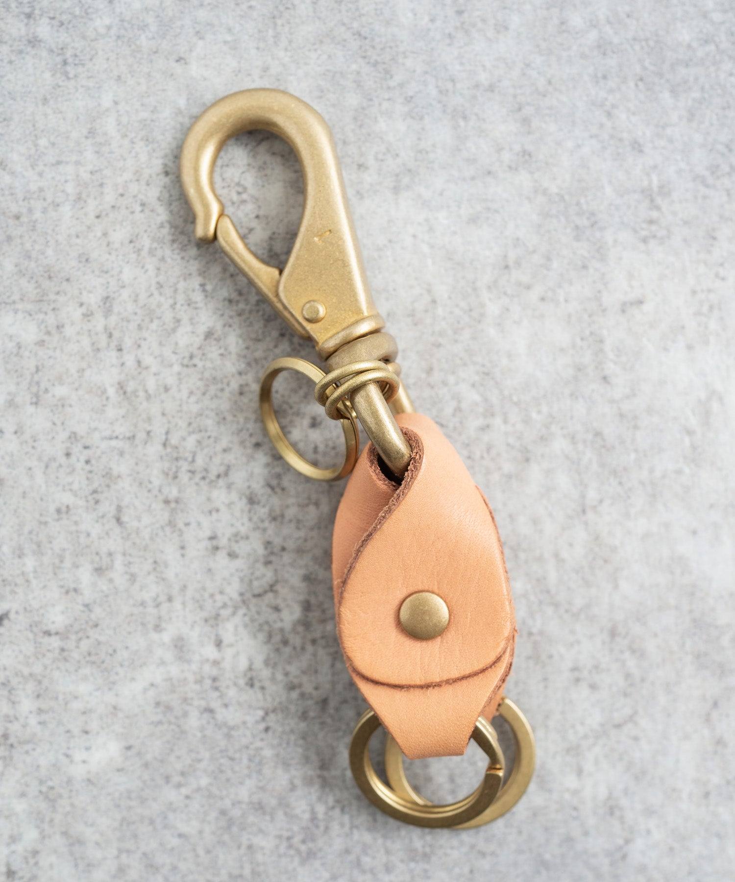 Rocky Monroe Keychain Double Ring brass Brass Men's Genuine Leather Cowhide Tochigi Leather Key Ring Key Charm Key Chain Nascaan 3-Chain Belt Loop Leather Goods Keys