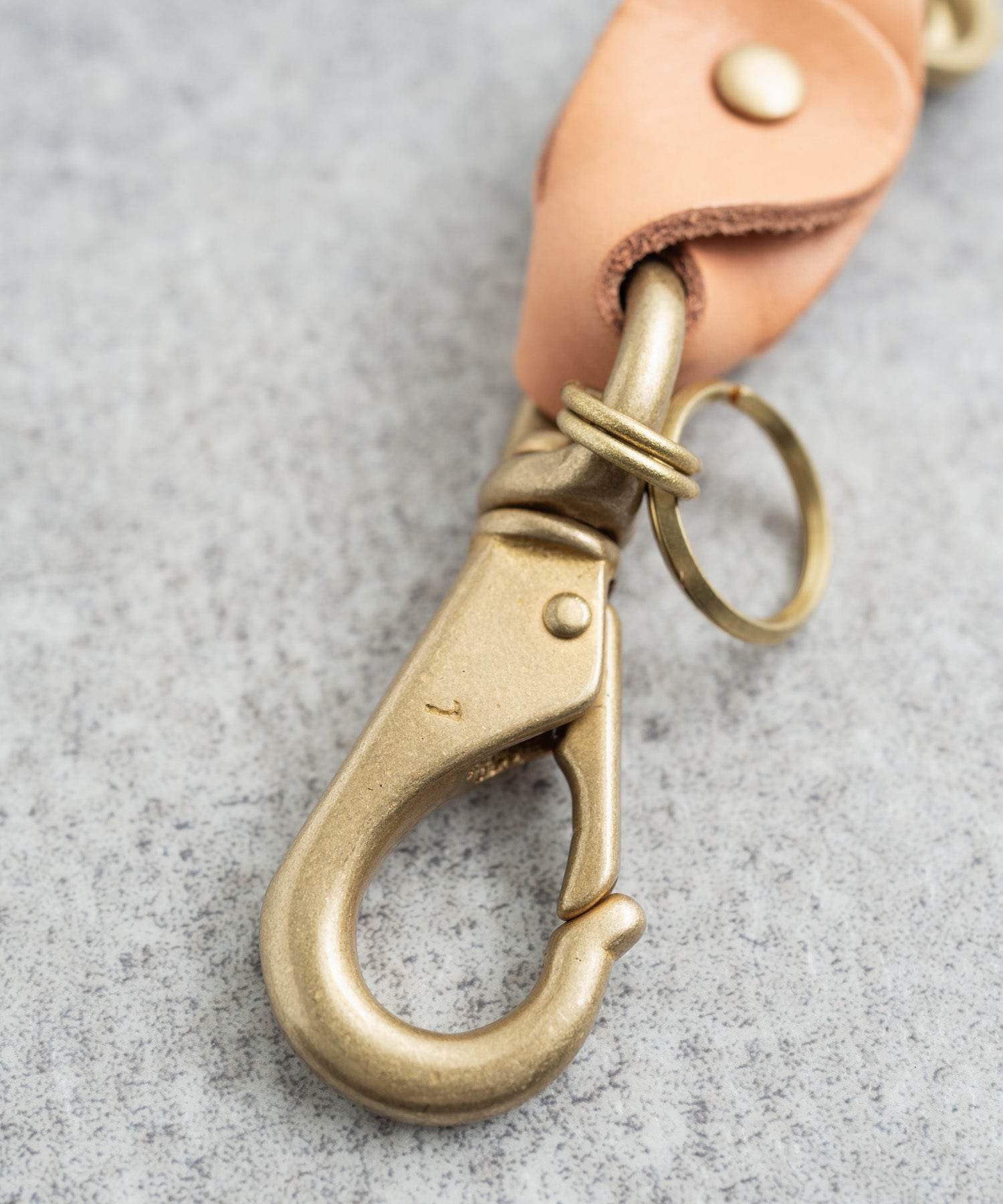 Rocky Monroe Keychain Double Ring brass Brass Men's Genuine Leather Cowhide Tochigi Leather Key Ring Key Charm Key Chain Nascaan 3-Chain Belt Loop Leather Goods Keys