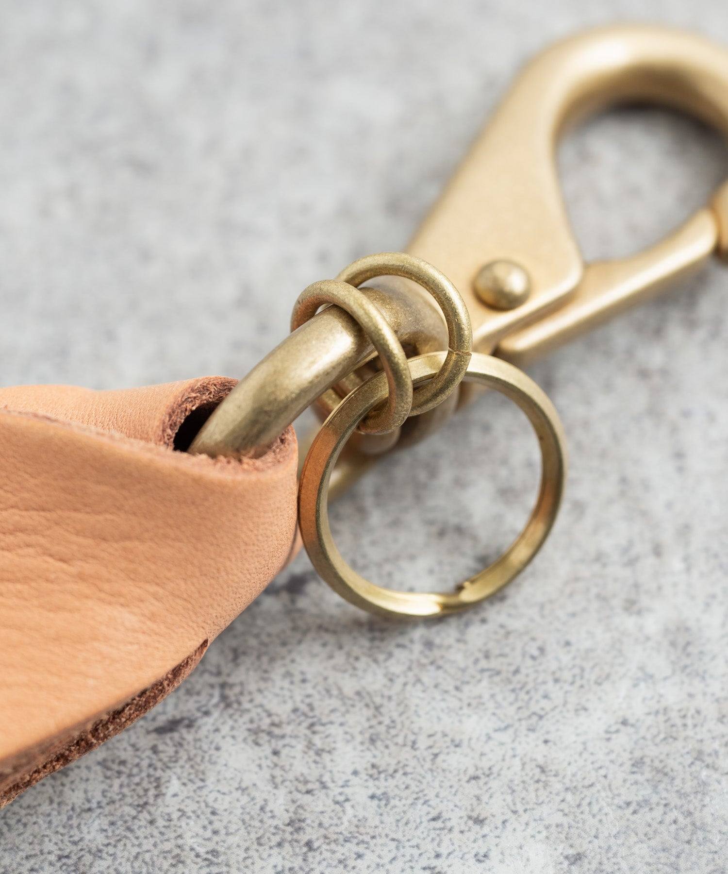 Rocky Monroe Keychain Double Ring brass Brass Men's Genuine Leather Cowhide Tochigi Leather Key Ring Key Charm Key Chain Nascaan 3-Chain Belt Loop Leather Goods Keys