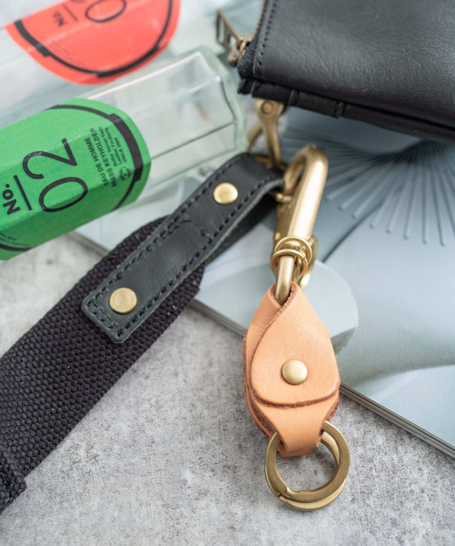 Rocky Monroe Keychain Double Ring brass Brass Men's Genuine Leather Cowhide Tochigi Leather Key Ring Key Charm Key Chain Nascaan 3-Chain Belt Loop Leather Goods Keys