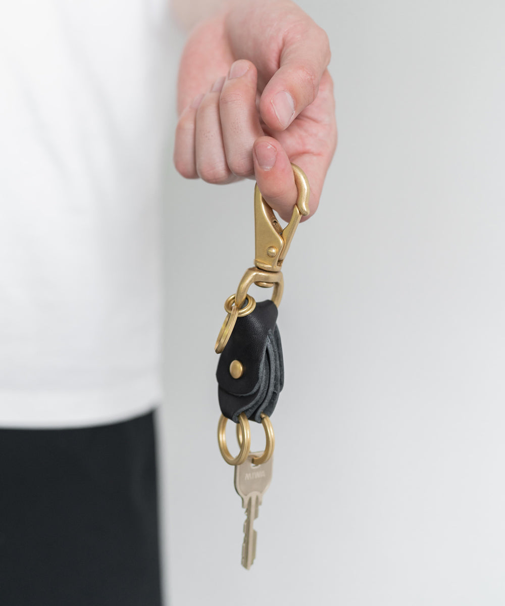 Rocky Monroe Keychain Double Ring brass Brass Men's Genuine Leather Cowhide Tochigi Leather Key Ring Key Charm Key Chain Nascaan 3-Chain Belt Loop Leather Goods Keys