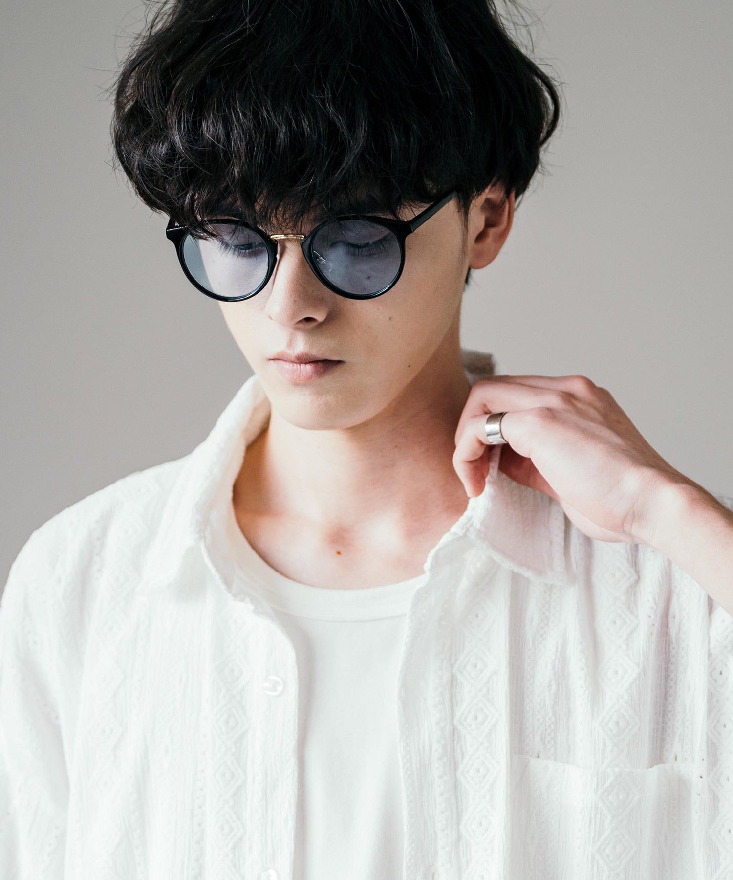 ロッキーモンロー Rocky Monroe サングラス カラーレンズ メンズ レディース 伊達メガネ 丸眼鏡 丸型 コンビボストン UVカット 紫外線対策 薄い色 色付き スモーク グレー クリア 黒縁