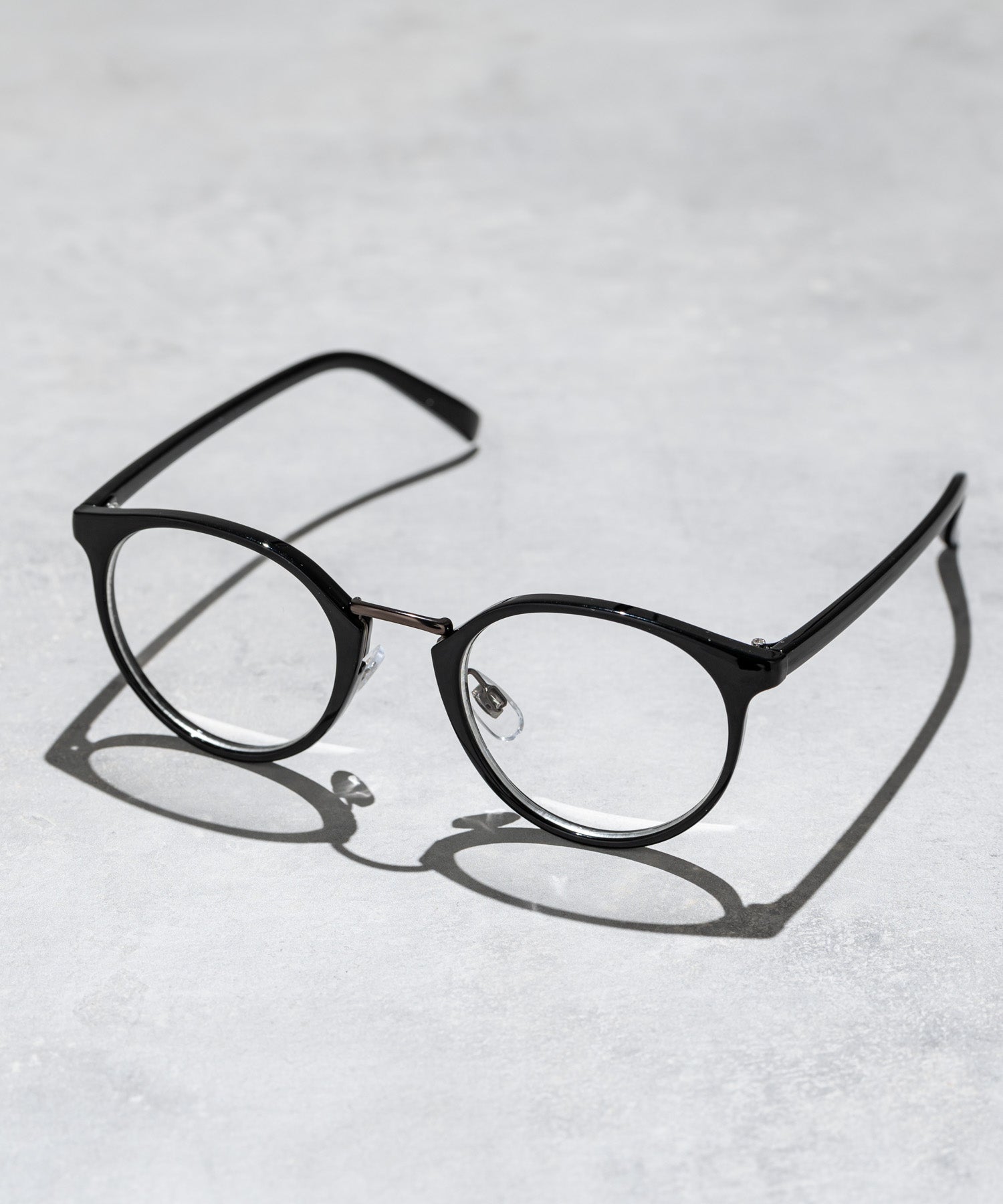 ロッキーモンロー Rocky Monroe サングラス カラーレンズ メンズ レディース 伊達メガネ 丸眼鏡 丸型 コンビボストン UVカット 紫外線対策 薄い色 色付き スモーク グレー クリア 黒縁