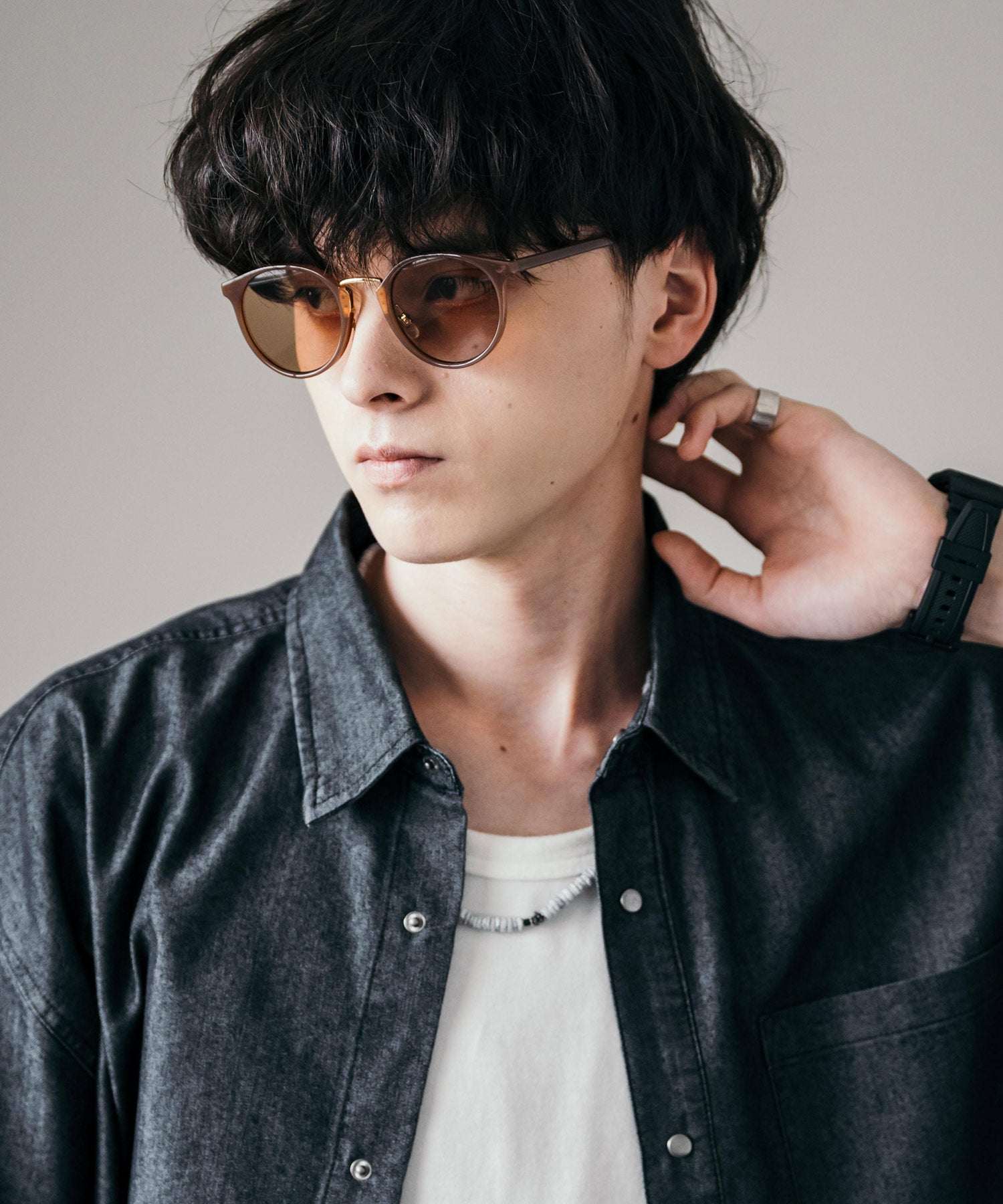 ロッキーモンロー Rocky Monroe サングラス カラーレンズ メンズ レディース 伊達メガネ 丸眼鏡 丸型 コンビボストン UVカット 紫外線対策 薄い色 色付き スモーク グレー クリア 黒縁