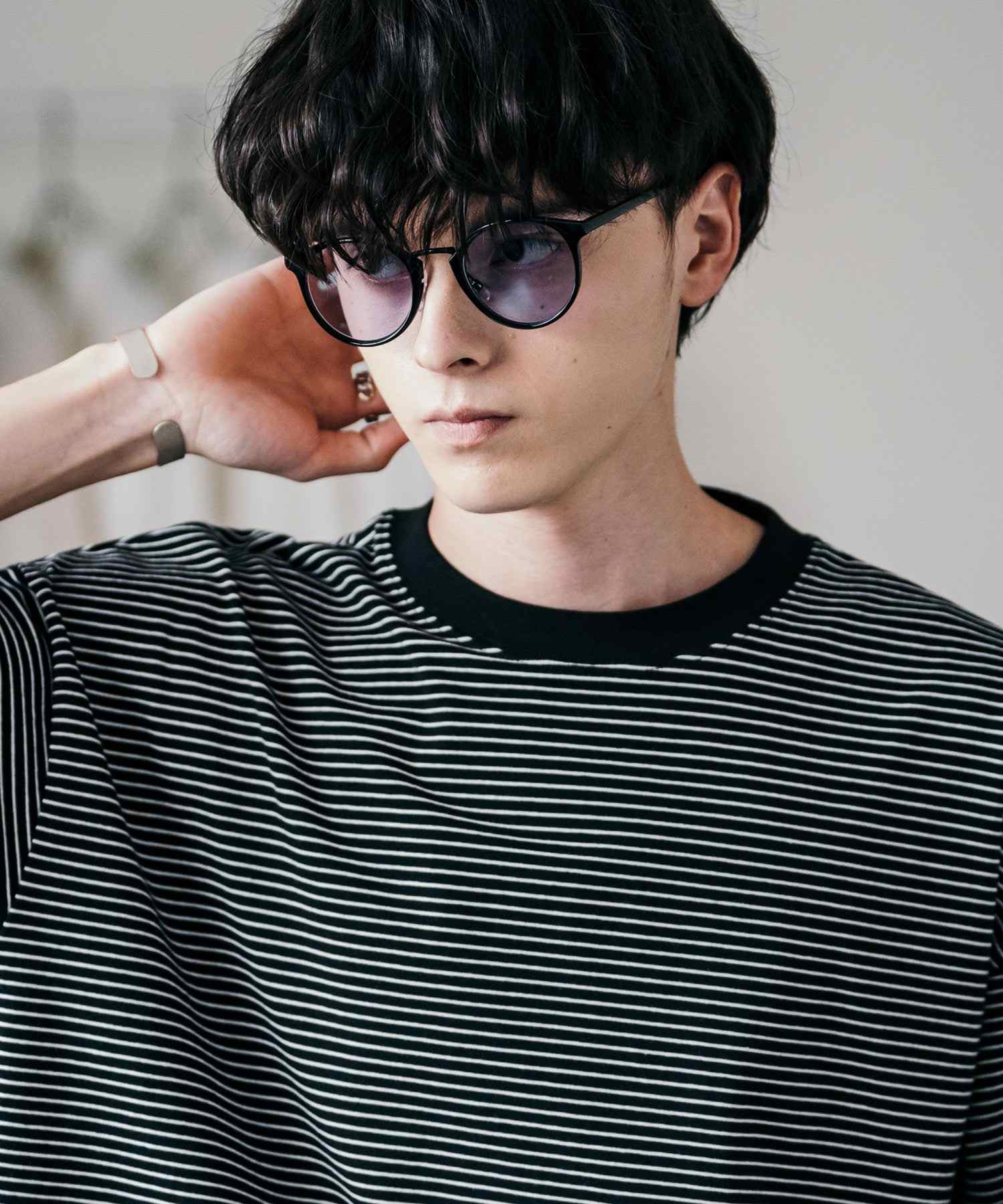 ロッキーモンロー Rocky Monroe サングラス カラーレンズ メンズ レディース 伊達メガネ 丸眼鏡 丸型 コンビボストン UVカット 紫外線対策 薄い色 色付き スモーク グレー クリア 黒縁