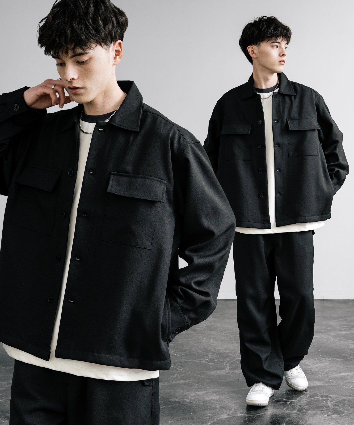 ロッキーモンロー Rocky Monroe セットアップ CPOジャケット パラシュートパンツ メンズ カバーオール ワイドパンツ イージー ライトアウター リラックス オーバーサイズ 無地 14303