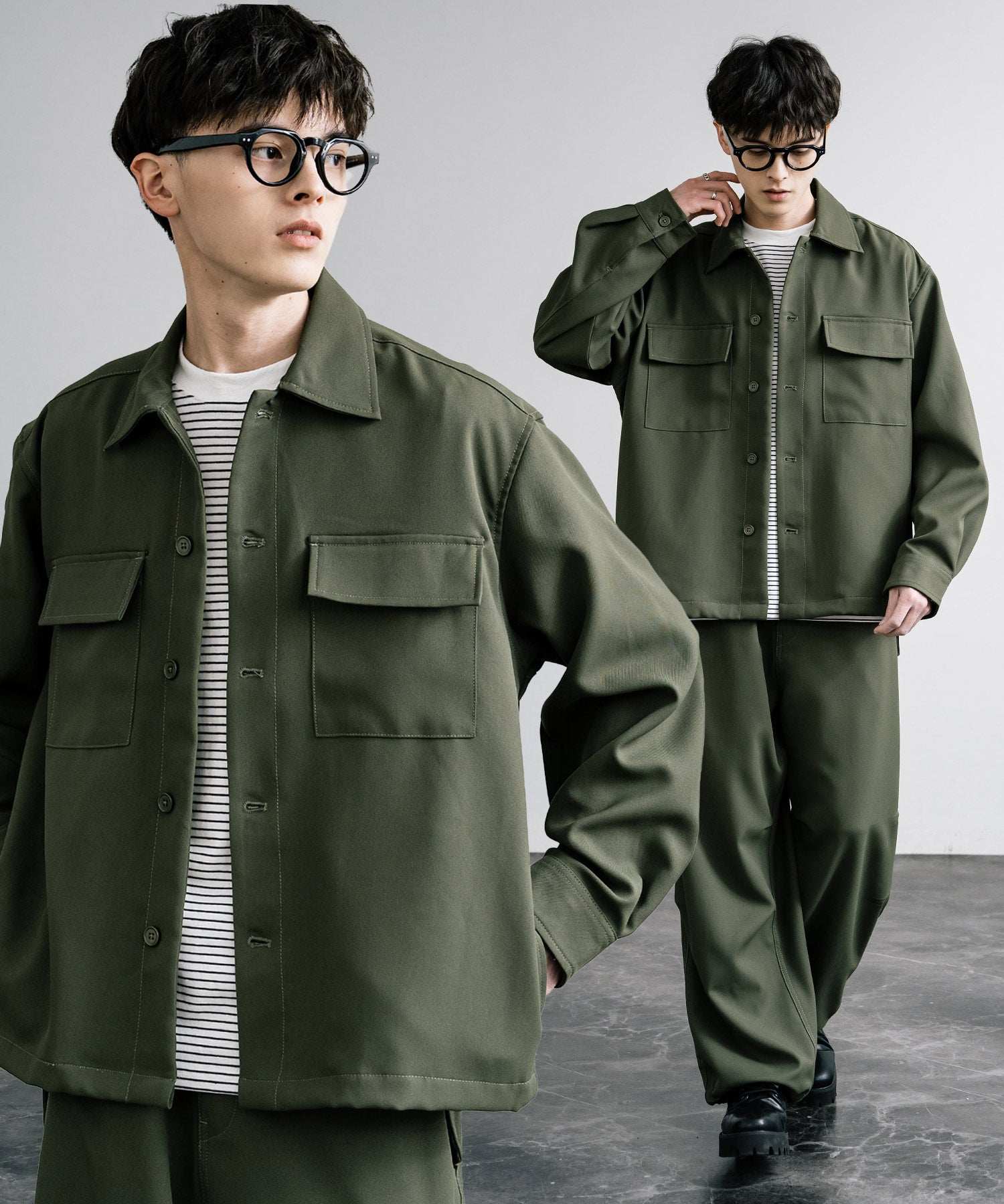 ロッキーモンロー Rocky Monroe セットアップ CPOジャケット パラシュートパンツ メンズ カバーオール ワイドパンツ イージー ライトアウター リラックス オーバーサイズ 無地 14303