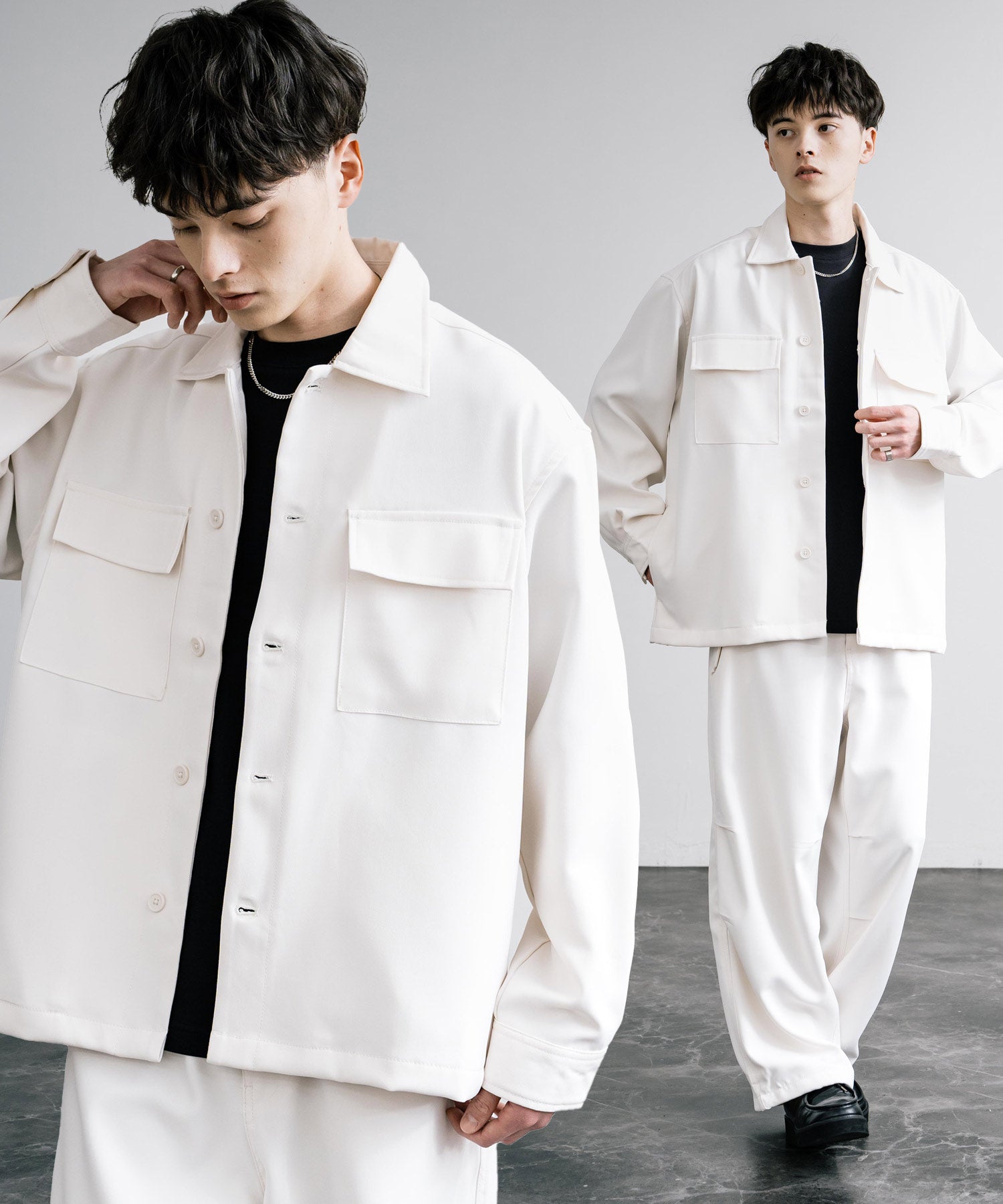 ロッキーモンロー Rocky Monroe セットアップ CPOジャケット パラシュートパンツ メンズ カバーオール ワイドパンツ イージー ライトアウター リラックス オーバーサイズ 無地 14303