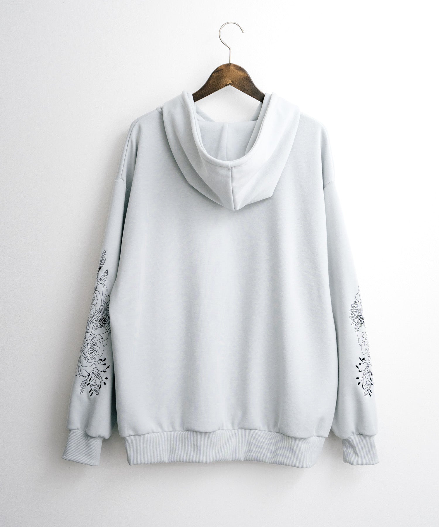 ロッキーモンロー Rocky Monroe パーカー フルジップ メンズ レディース 袖刺繍 花柄 フラワー フーディー オーバーサイズ ルームウェア ライトアウター 羽織り モード 韓国 14338
