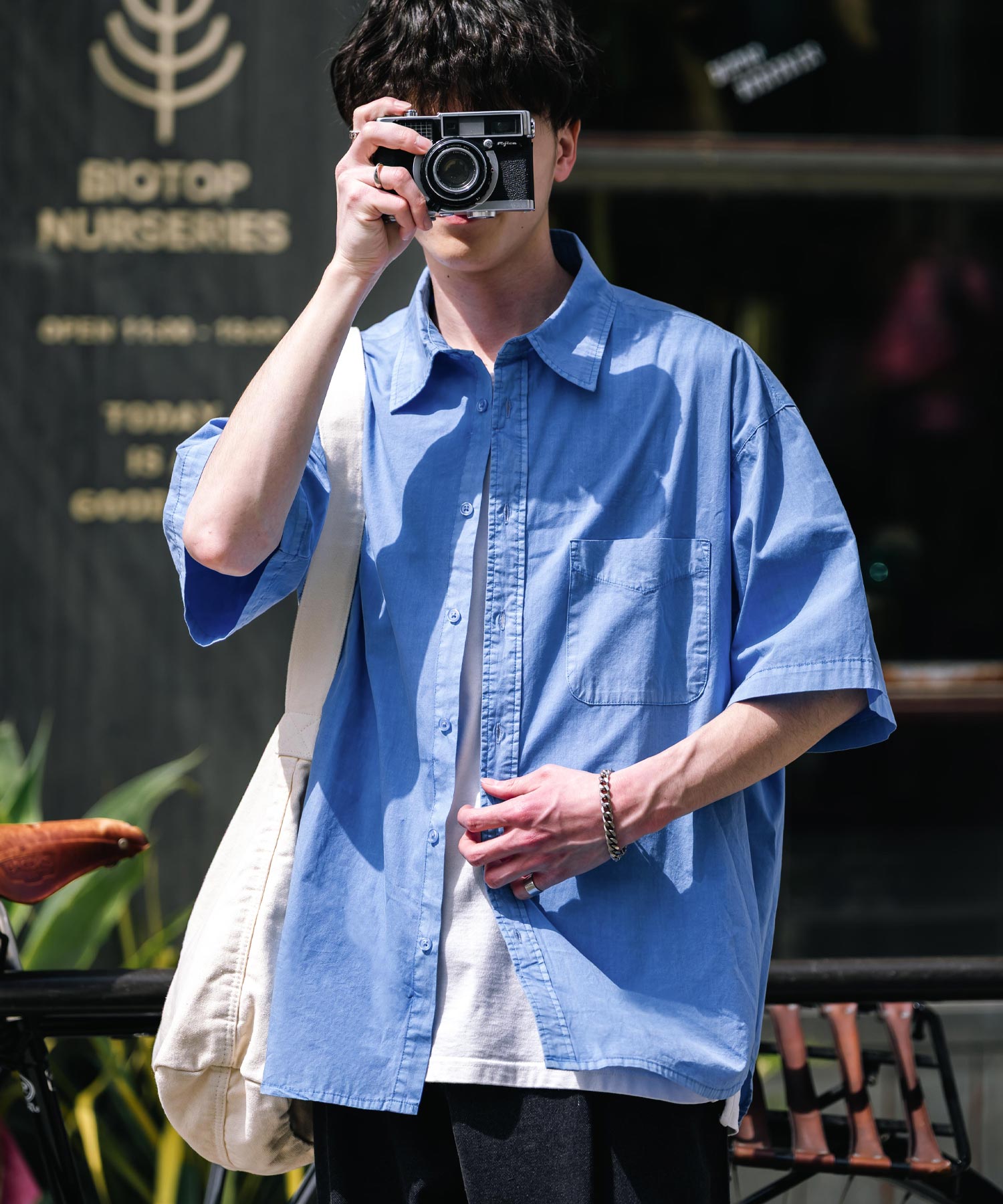 ロッキーモンロー Rocky Monroe カジュアルシャツ 半袖 ピグメント メンズ レディース ブロード 無地 オーバーサイズ ヴィンテージ USED感 製品染め フェード ストリート 14391 (グレー) グレー