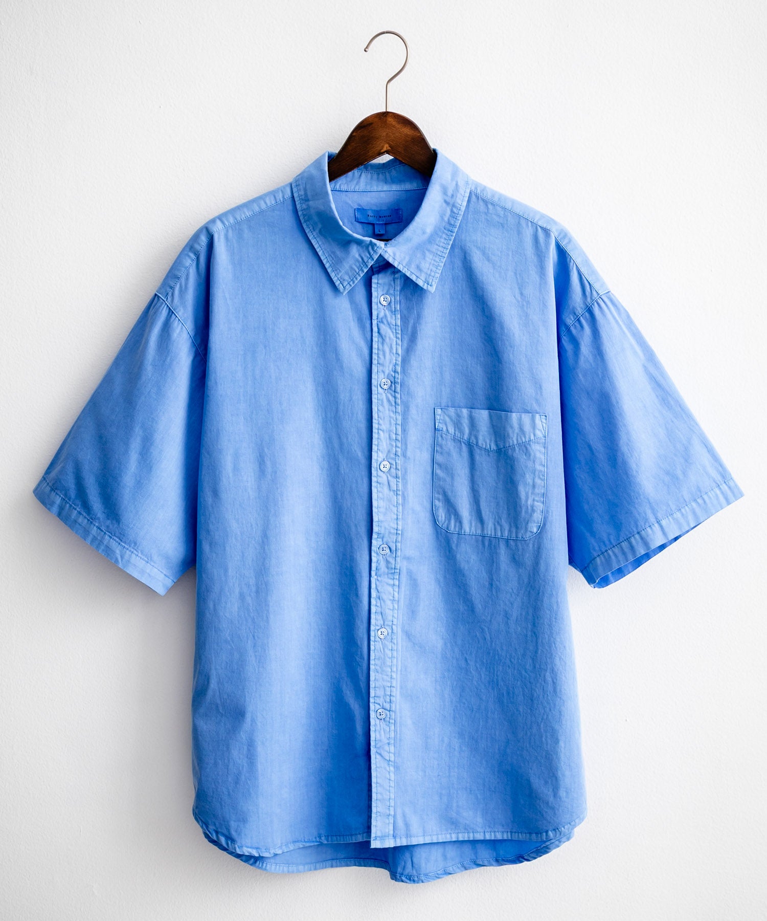 ロッキーモンロー Rocky Monroe カジュアルシャツ 半袖 ピグメント メンズ レディース ブロード 無地 オーバーサイズ ヴィンテージ USED感 製品染め フェード ストリート 14391 (グレー) グレー